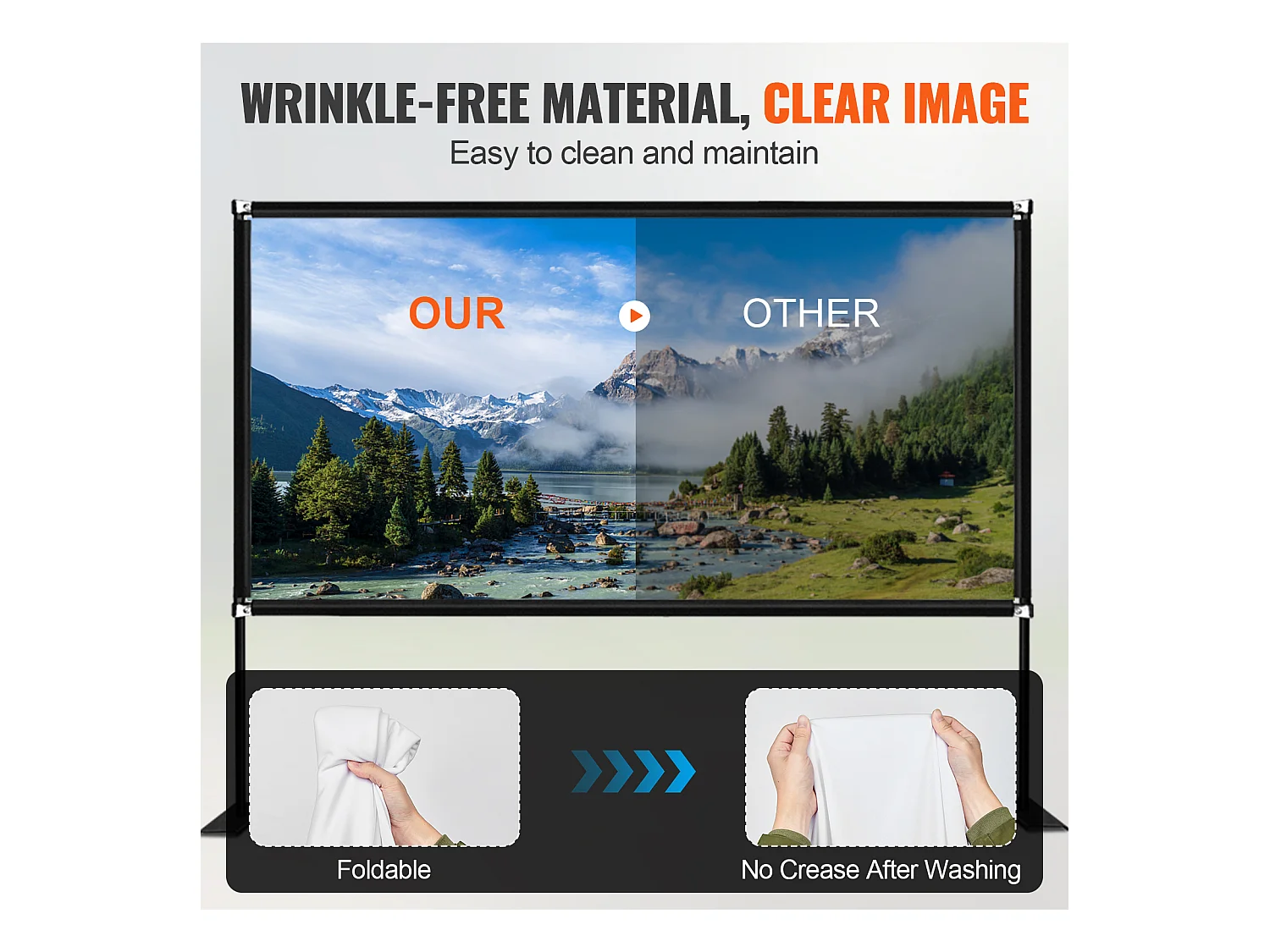 Écran de Cinéma d'Extérieur SucceBuy avec Support - 381cm, 16:9 HD 4K Portable pour l'Intérieur et l'Extérieur Cinéma à Domicile Jeux Bureau