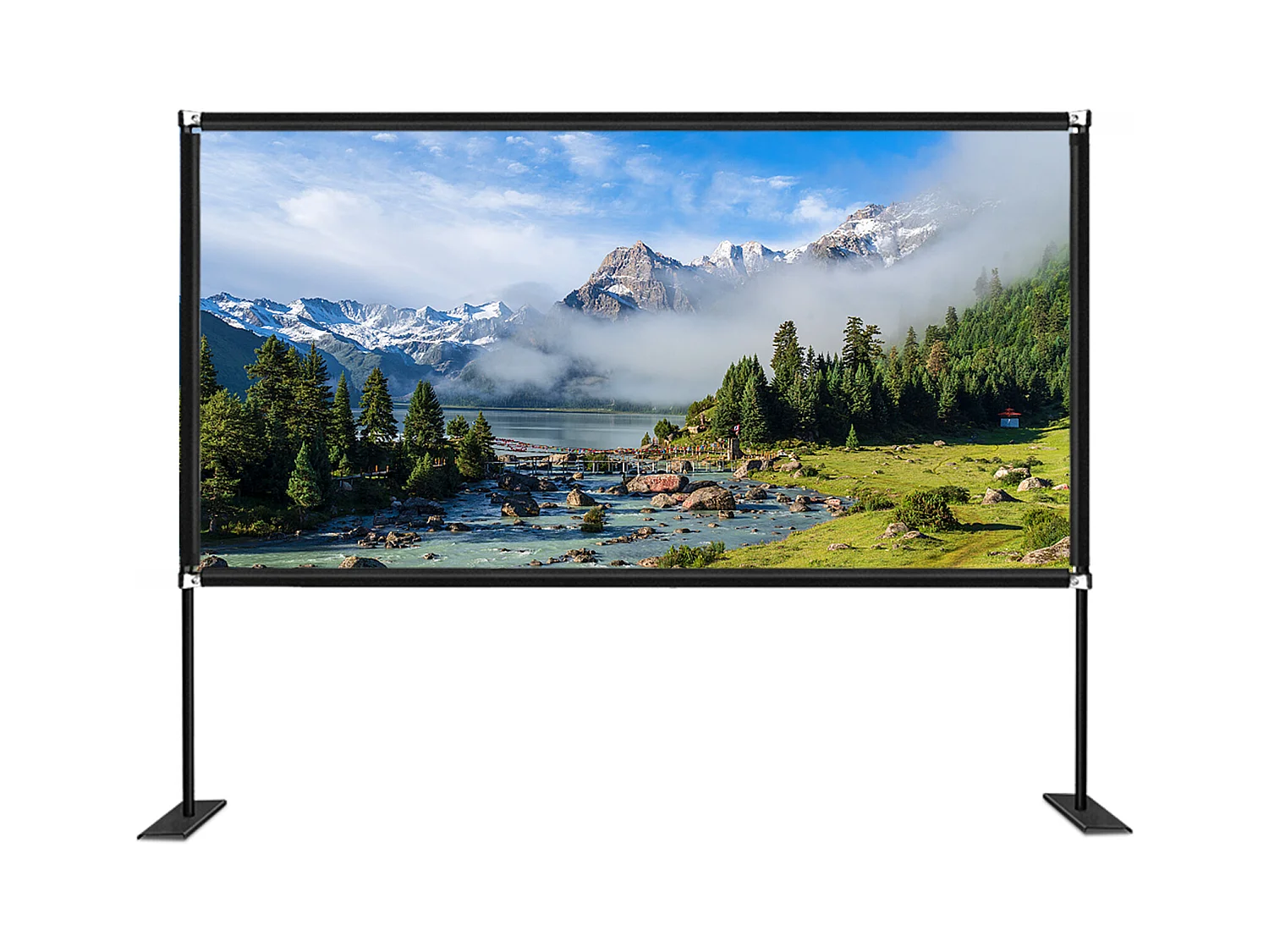 Écran de Cinéma d'Extérieur SucceBuy avec Support - 381cm, 16:9 HD 4K Portable pour l'Intérieur et l'Extérieur Cinéma à Domicile Jeux Bureau