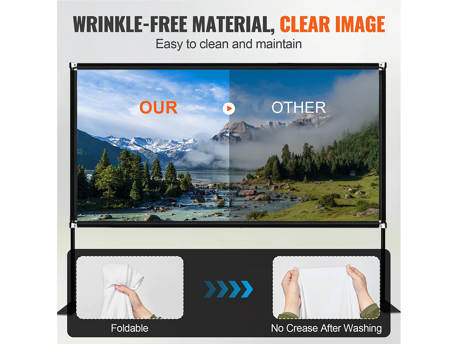 Écran de Cinéma d'Extérieur SucceBuy avec Support - 381cm, 16:9 HD 4K Portable pour l'Intérieur et l'Extérieur Cinéma à Domicile Jeux Bureau