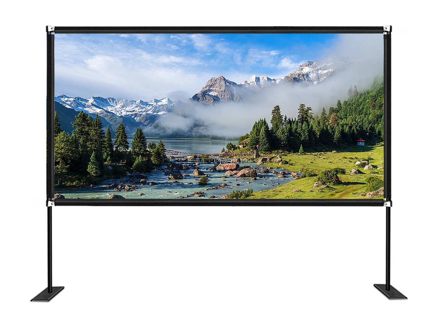 Écran de Cinéma d'Extérieur SucceBuy avec Support - 381cm, 16:9 HD 4K Portable pour l'Intérieur et l'Extérieur Cinéma à Domicile Jeux Bureau