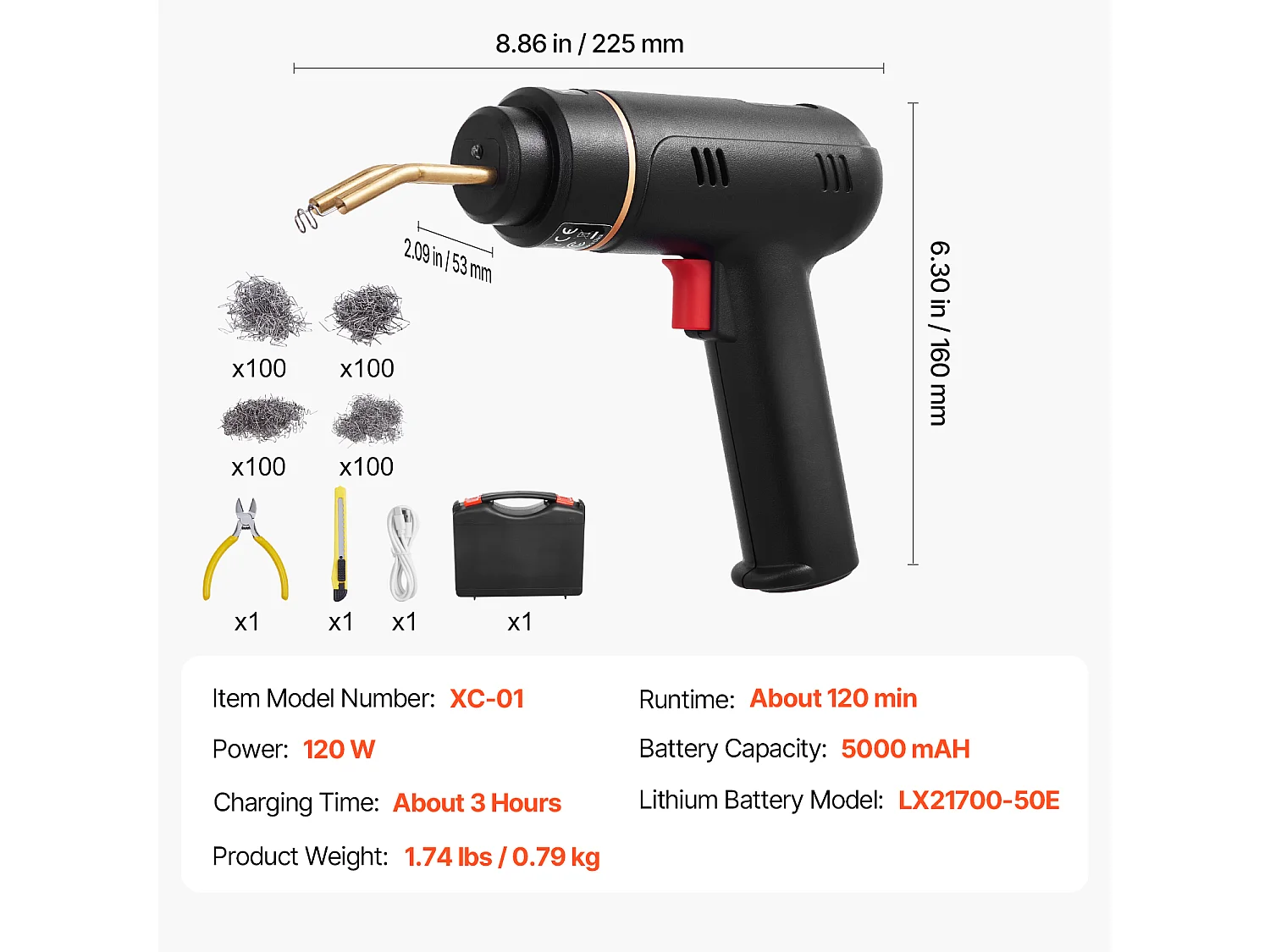Pistolet de Soudage, SucceBuy Kit de Pistolet de Soudage Plastique Sans Fil 120 W avec 400 Agrafes pour Réparation