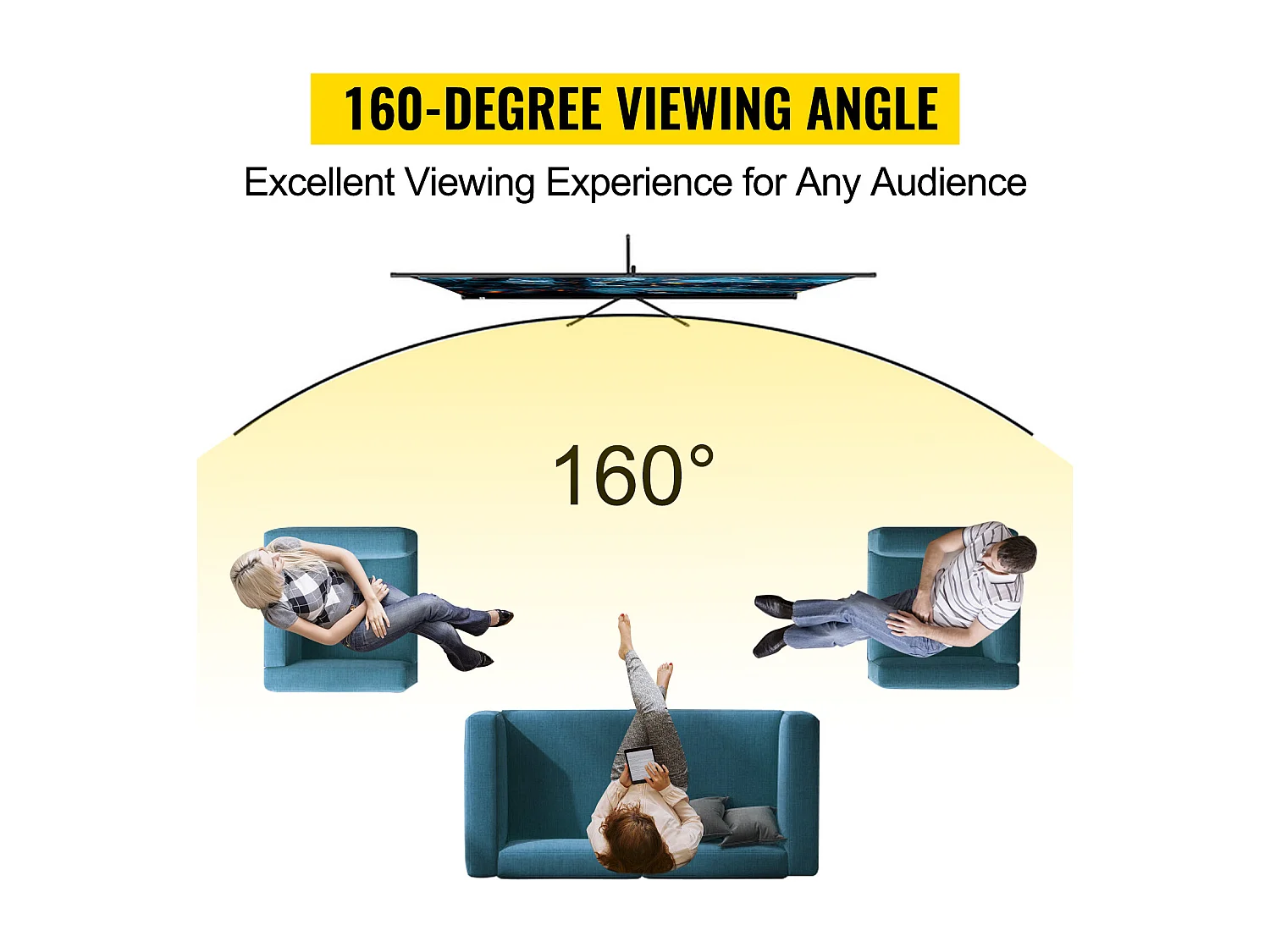 Écran de Projection SucceBuy sur Trépied avec Support 152.4cm 4K HD 16:9 Portable pour l'Intérieur et l'Extérieur Cinéma à Domicile Jeux Bureau