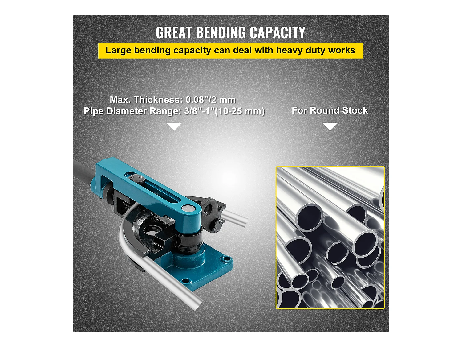 Cintreuse Manuelle de Tubes SucceBuy 10-25mm, Ensemble de Cintreuses de Tubes avec 7 Matrices, en Acier avec Matrices