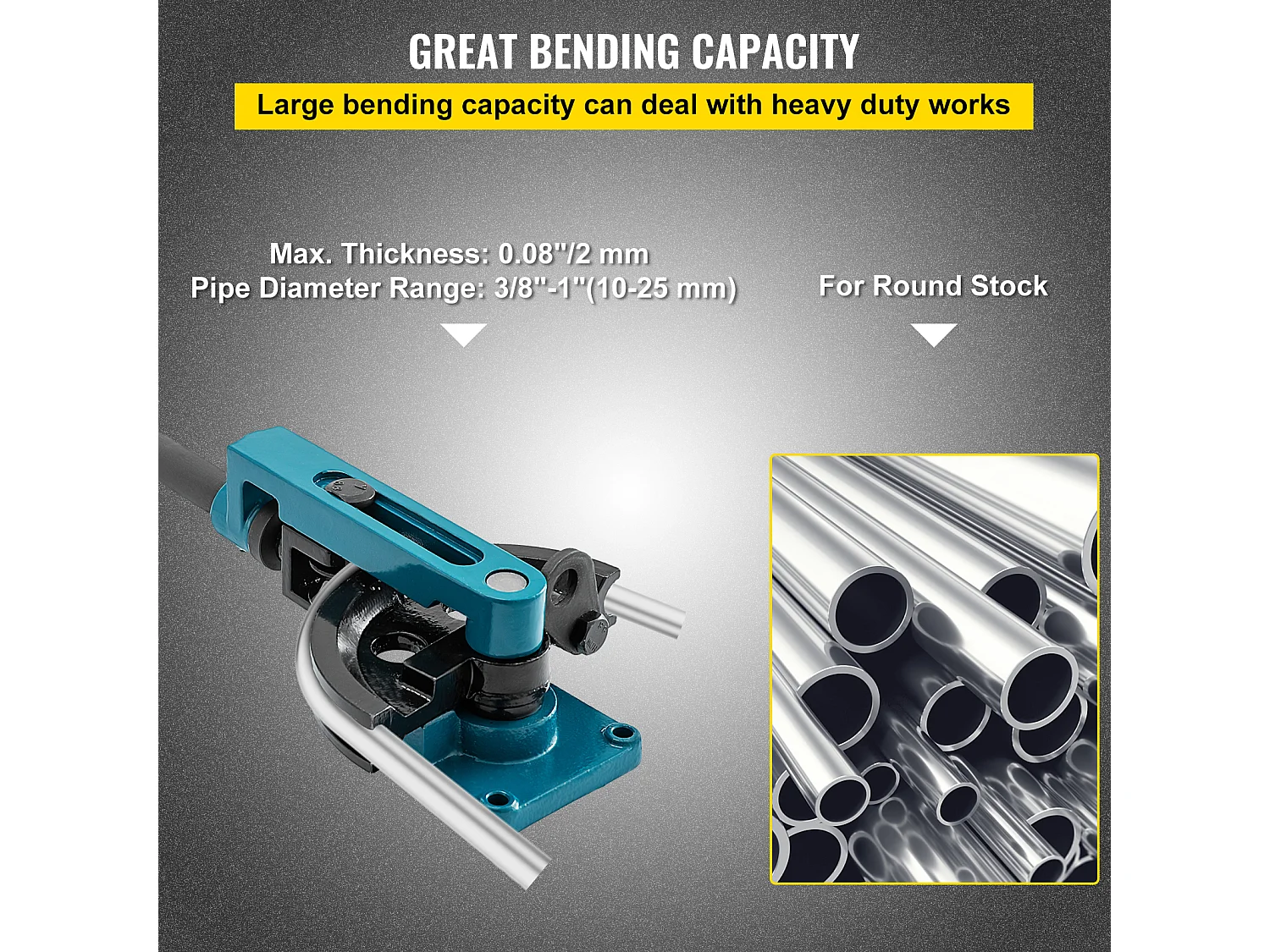 Cintreuse Manuelle de Tubes SucceBuy 10-25mm, Ensemble de Cintreuses de Tubes avec 7 Matrices, en Acier avec Matrices