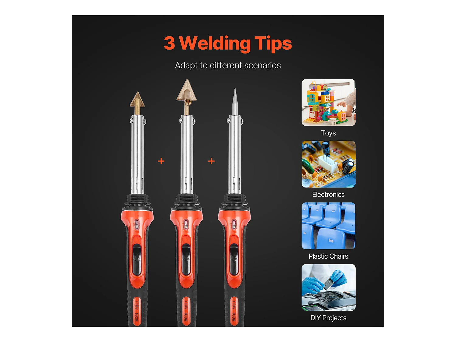 Pistolet de Soudage, SucceBuy Kit de Soudage Plastique 60 W/100 W avec 3 Embouts et 20 Tiges
