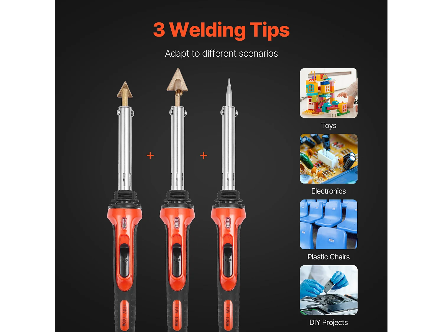 Pistolet de Soudage, SucceBuy Kit de Soudage Plastique 60 W/100 W avec 3 Embouts et 20 Tiges