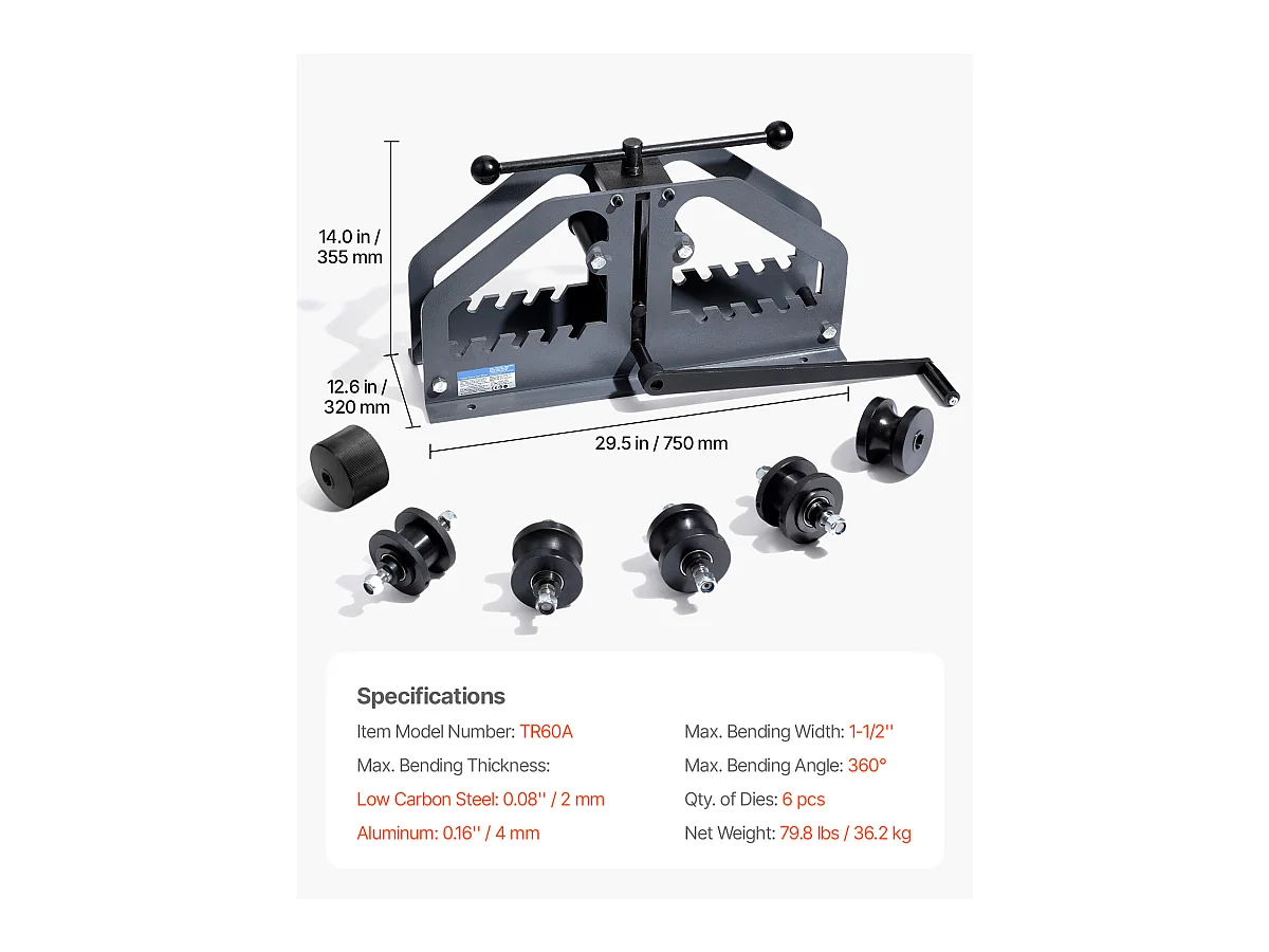 Cintreuse Manuelle de Tubes SucceBuy 10-13mm, Cintreuse à Rouleaux pour Tubes Manuelle avec 6 Matrices