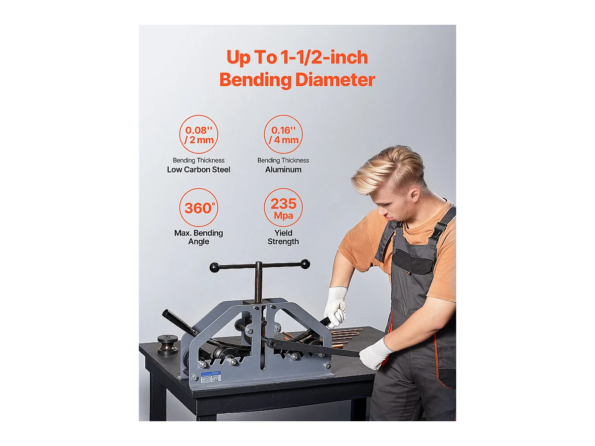 Cintreuse Manuelle de Tubes SucceBuy 10-13mm, Cintreuse à Rouleaux pour Tubes Manuelle avec 6 Matrices