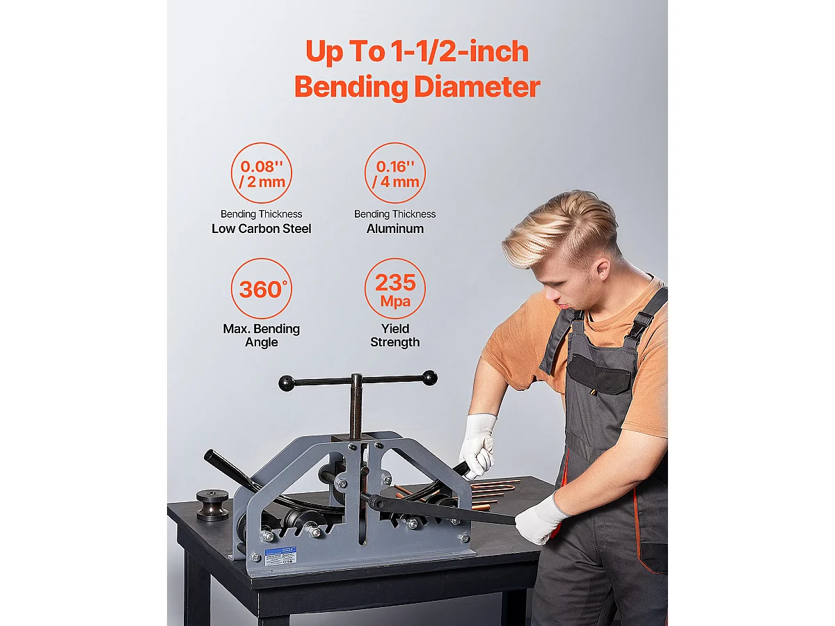 Cintreuse Manuelle de Tubes SucceBuy 10-13mm, Cintreuse à Rouleaux pour Tubes Manuelle avec 6 Matrices