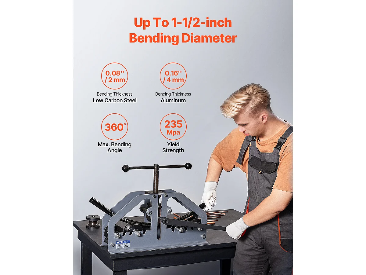 Cintreuse Manuelle de Tubes SucceBuy 10-13mm, Cintreuse à Rouleaux pour Tubes Manuelle avec 6 Matrices