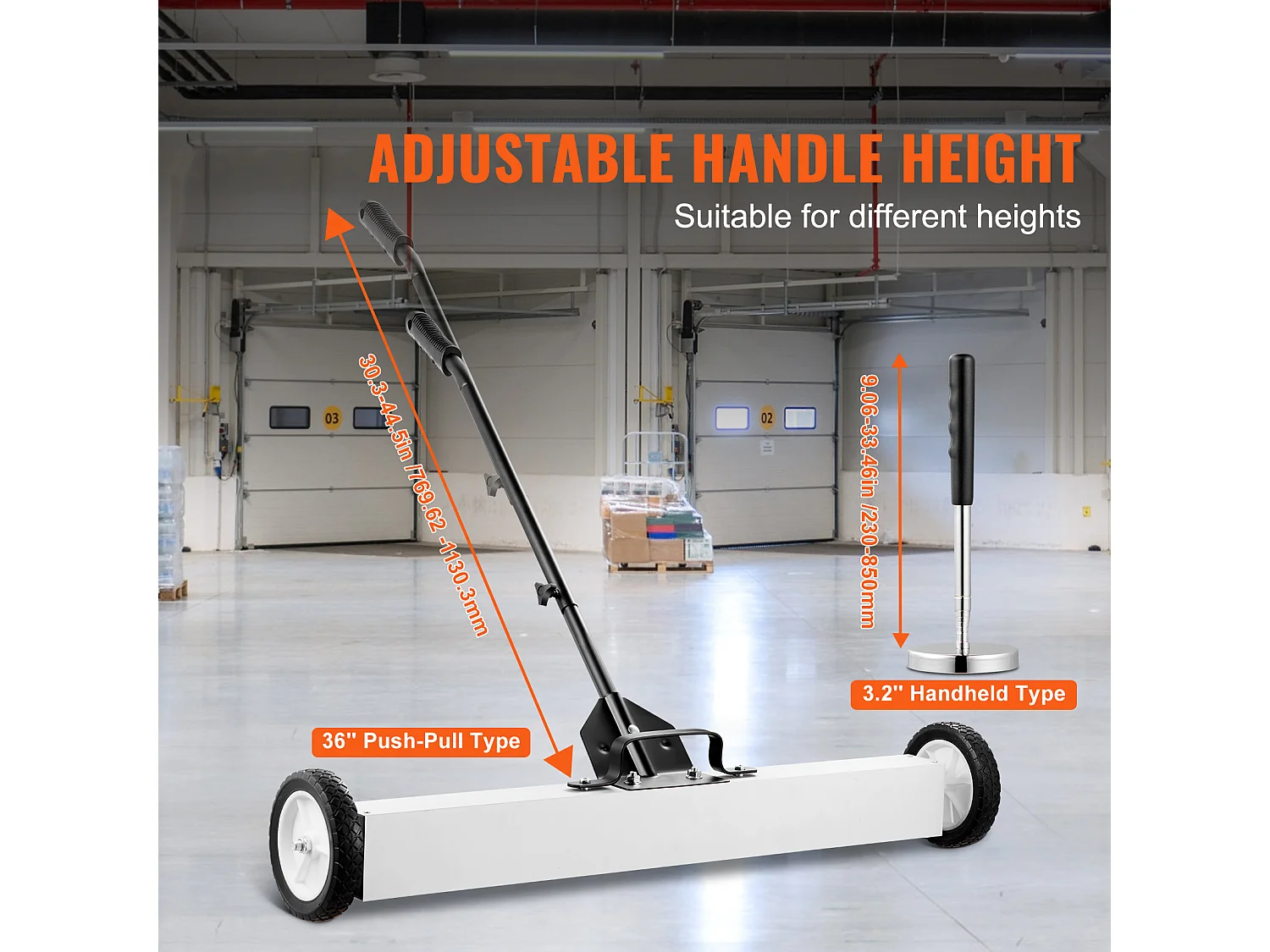 Balayeuse Magnétique, SucceBuy Balayeuse Magnétique de 91 cm avec Roues, Outil de Ramassage Télescopique