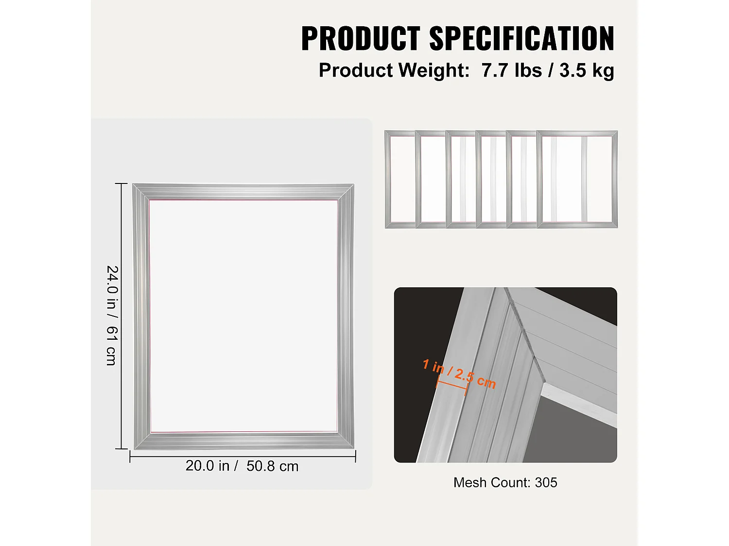 Kit de Sérigraphie SucceBuy, 51 x 61 cm, 305 Mesh, 6 Cadres D'écran