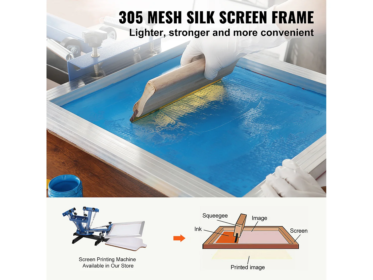 Kit de Sérigraphie SucceBuy, 51 x 61 cm, 305 Mesh, 6 Cadres D'écran