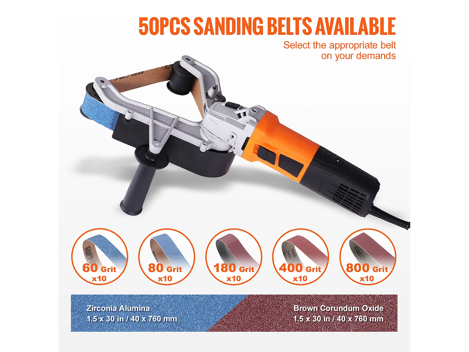 Bändernetzschleifer für Rohre und Leitungen SucceBuy, 1300 W, 6 Geschwindigkeiten, Enthält 50 Schleifbänder