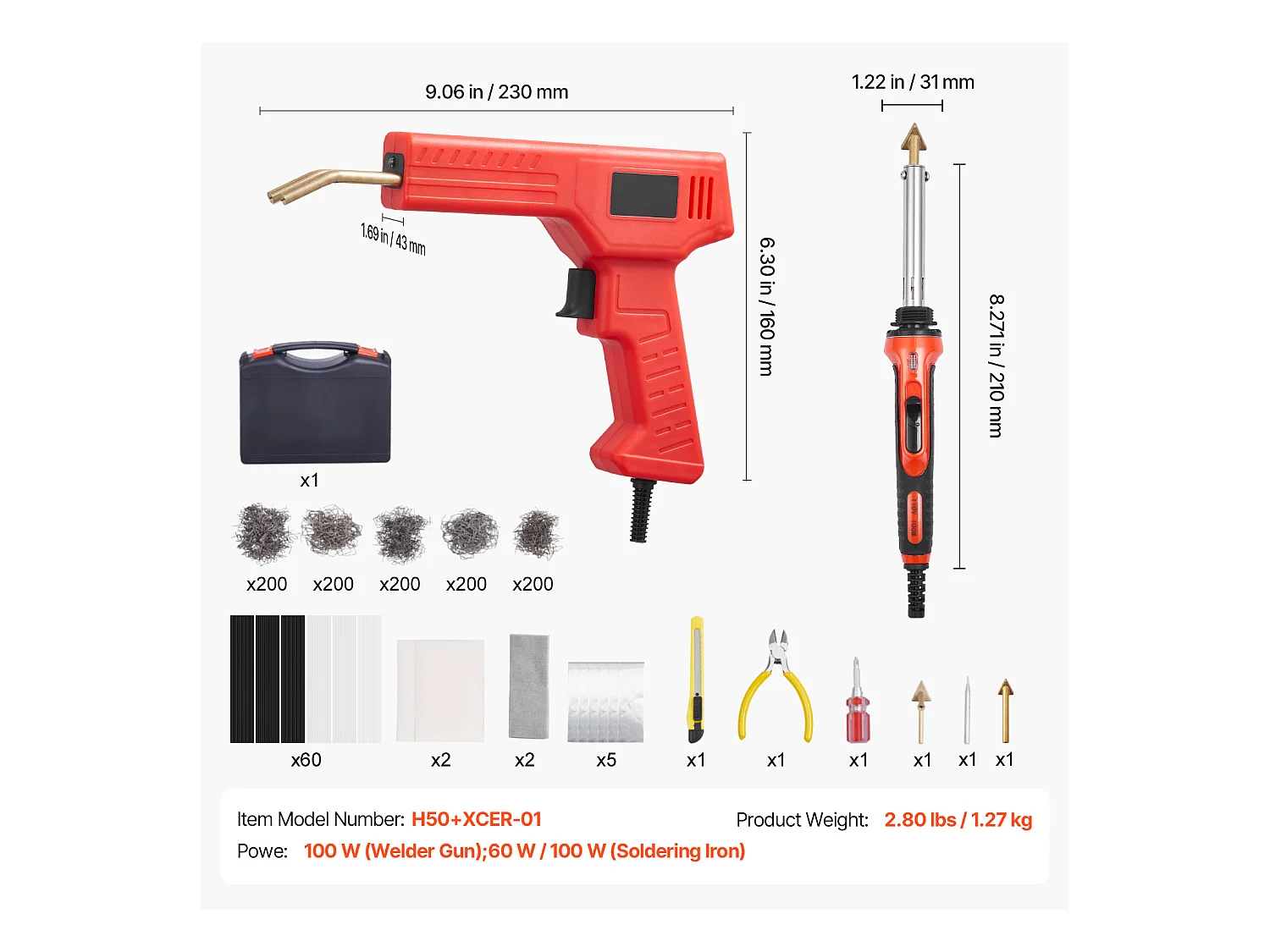 Pistolet de Soudage, SucceBuy Kit de Soudage Plastique Pistolet de Soudage Plastique 100 W et Fer 1 000 Agrafes et 60 Tiges