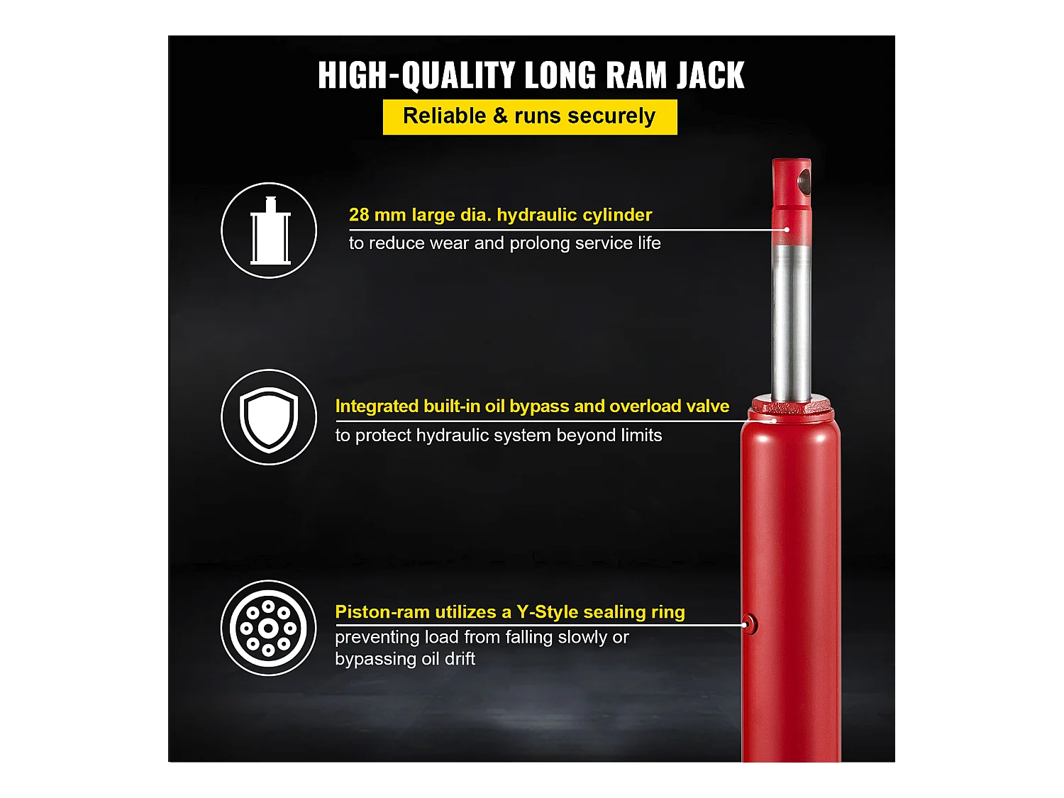 Martinetto Idraulico SucceBuy Martinetto Idraulico a Cilindro Lungo da 4 Tonnellate, Piattaforme Manuali a Pompa Singola per Sollevamento Motore