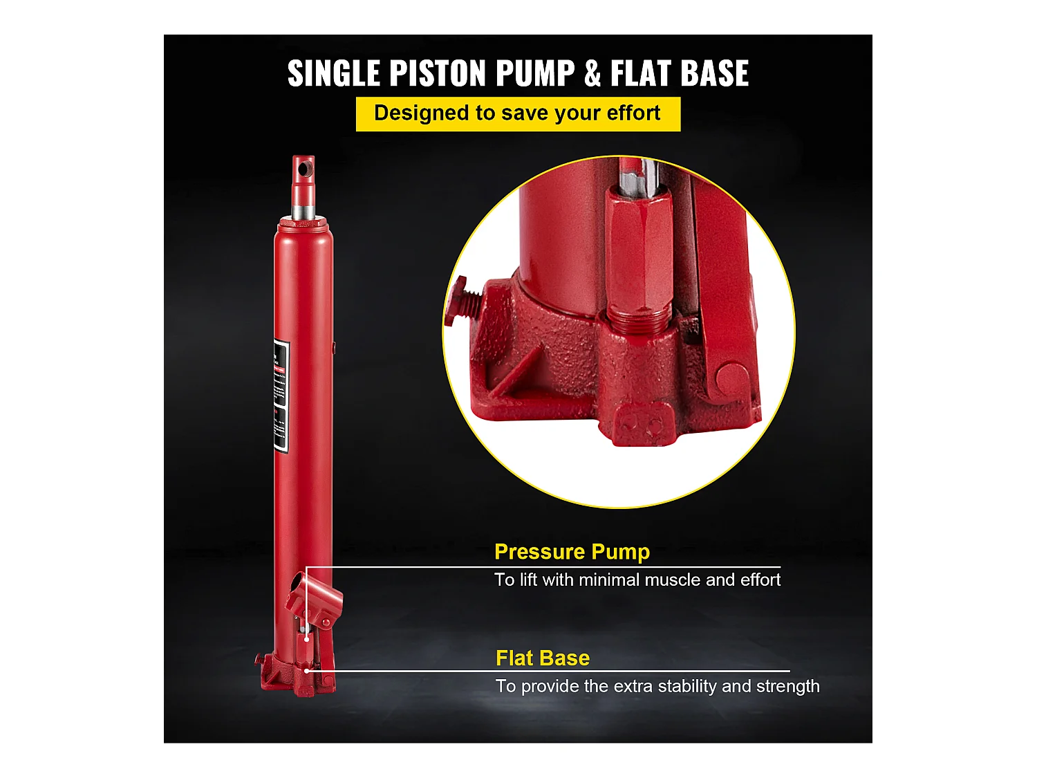 Martinetto Idraulico SucceBuy Martinetto Idraulico a Cilindro Lungo da 4 Tonnellate, Piattaforme Manuali a Pompa Singola per Sollevamento Motore