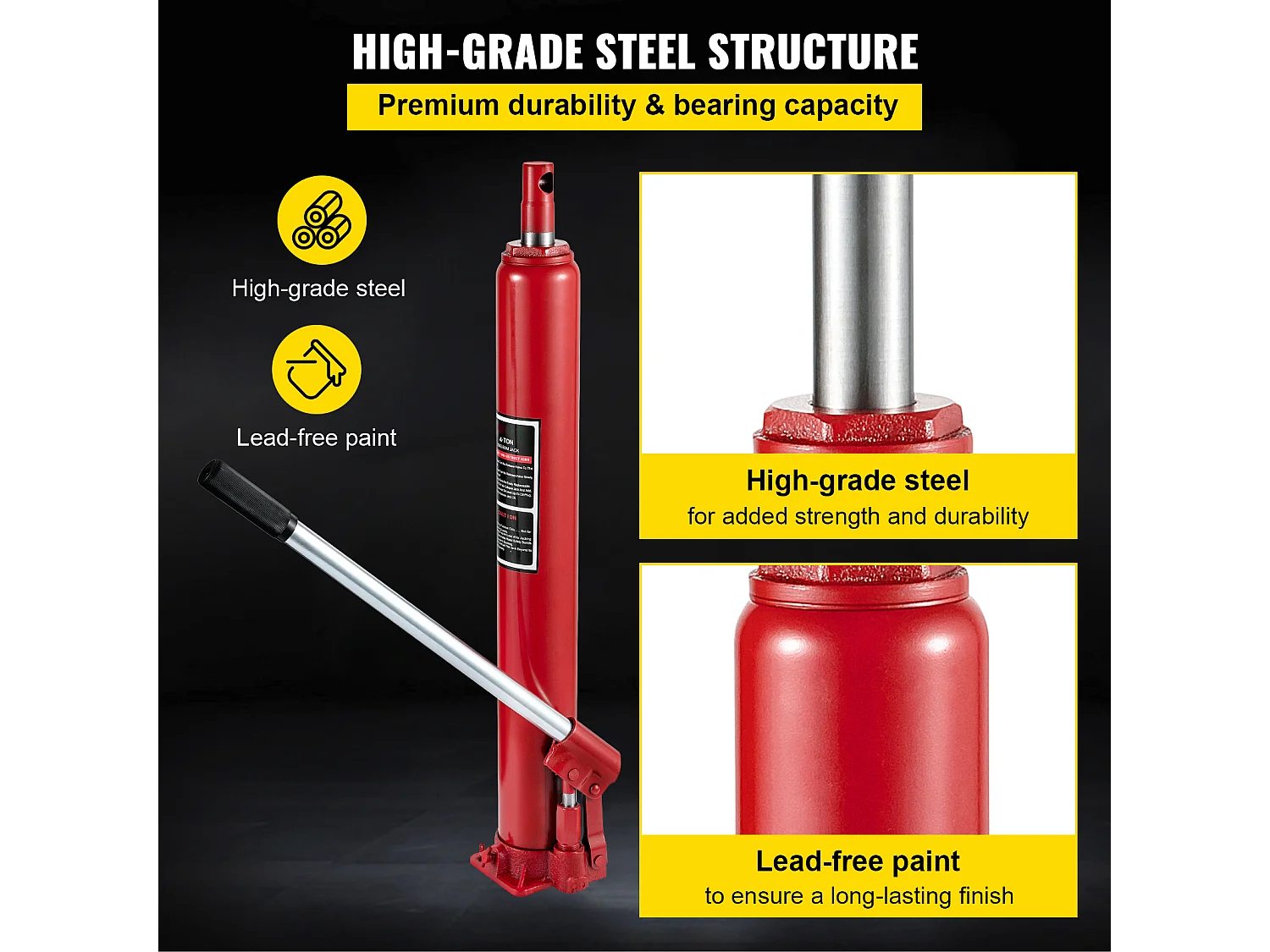 Martinetto Idraulico SucceBuy Martinetto Idraulico a Cilindro Lungo da 4 Tonnellate, Piattaforme Manuali a Pompa Singola per Sollevamento Motore