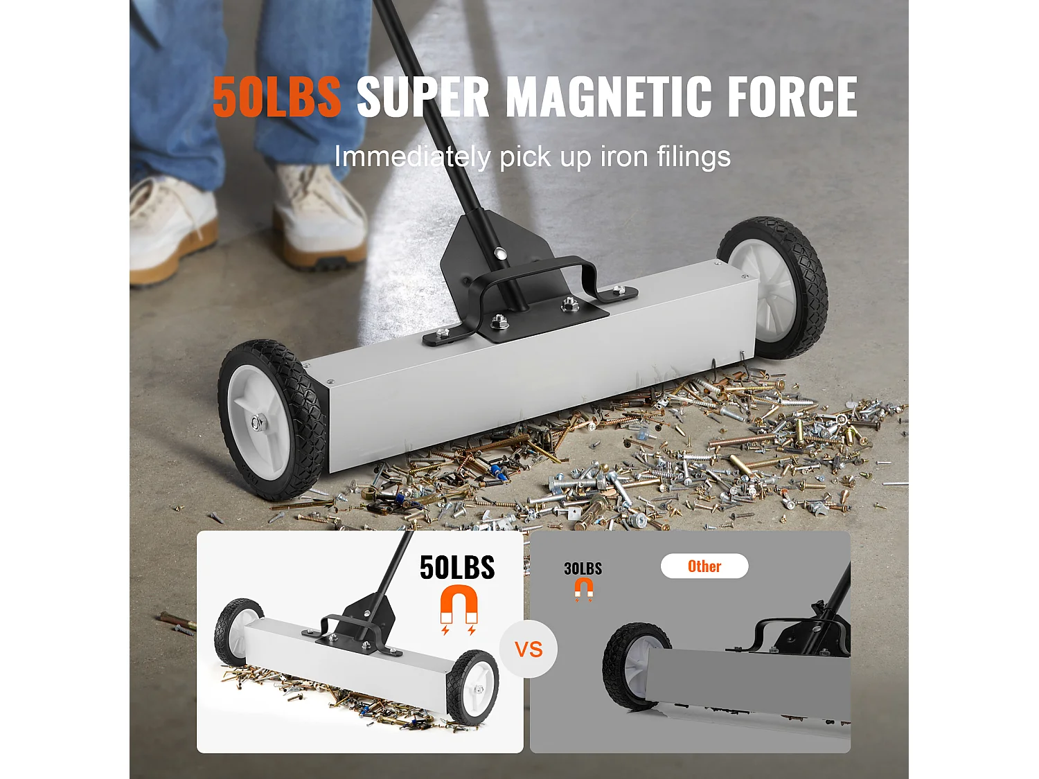Balayeuse Magnétique, SucceBuy Outil de Ramassage Magnétique Télescopique de 22,6 kg pour Vis et Métaux