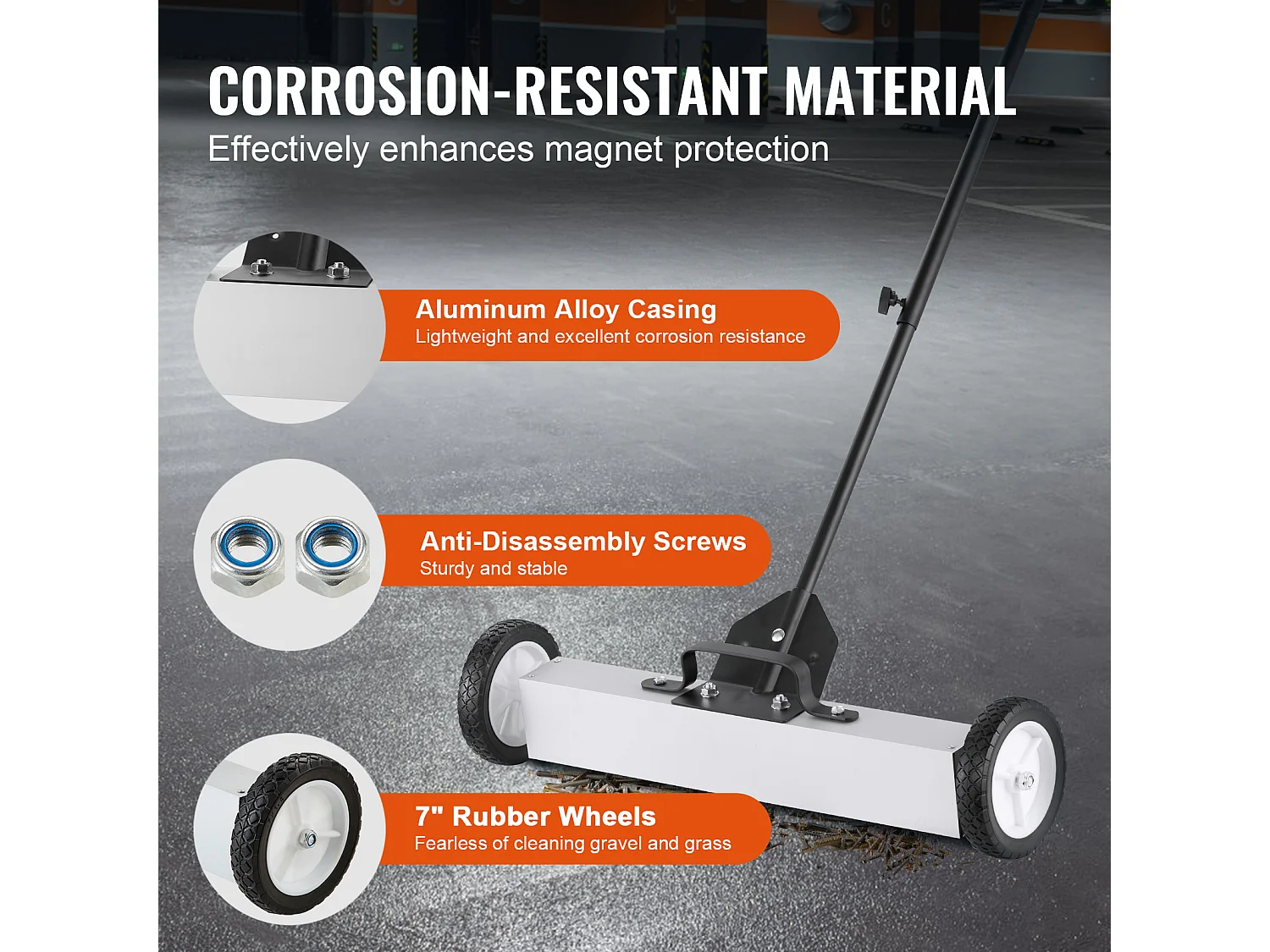 Balayeuse Magnétique, SucceBuy Outil de Ramassage Magnétique Télescopique de 22,6 kg pour Vis et Métaux