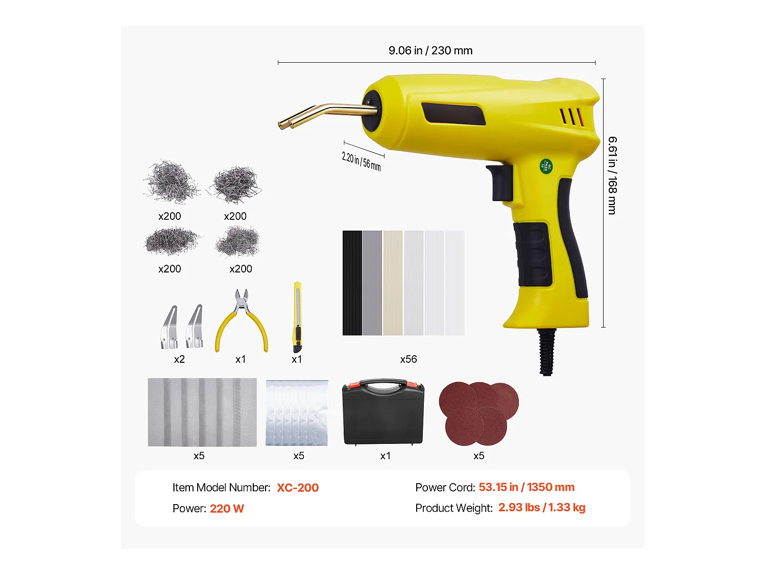 Pistolet de Soudage, SucceBuy Kit de Soudeuse Plastique 220 W avec 800 Agrafes et 56 Tiges