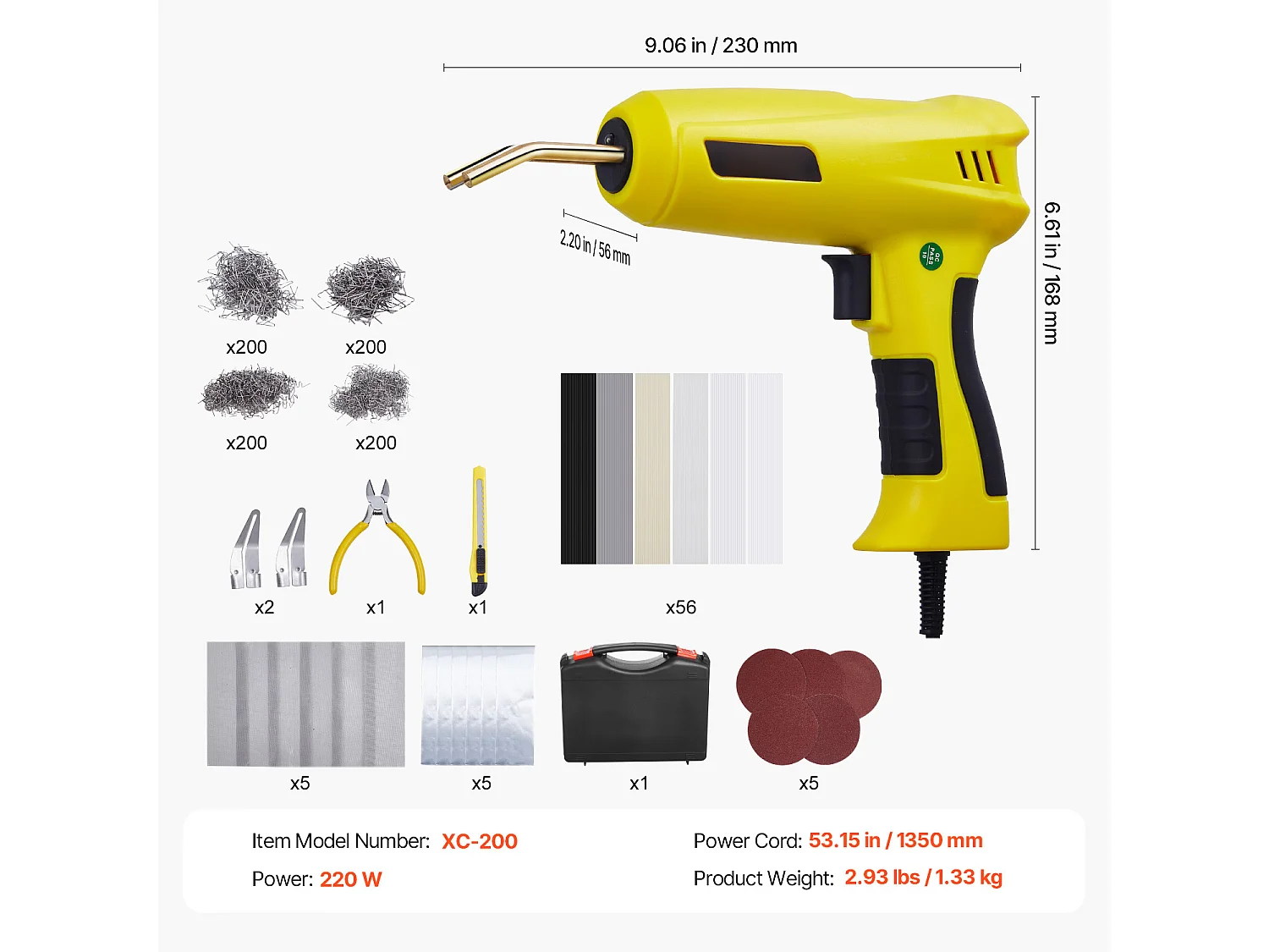 Pistolet de Soudage, SucceBuy Kit de Soudeuse Plastique 220 W avec 800 Agrafes et 56 Tiges