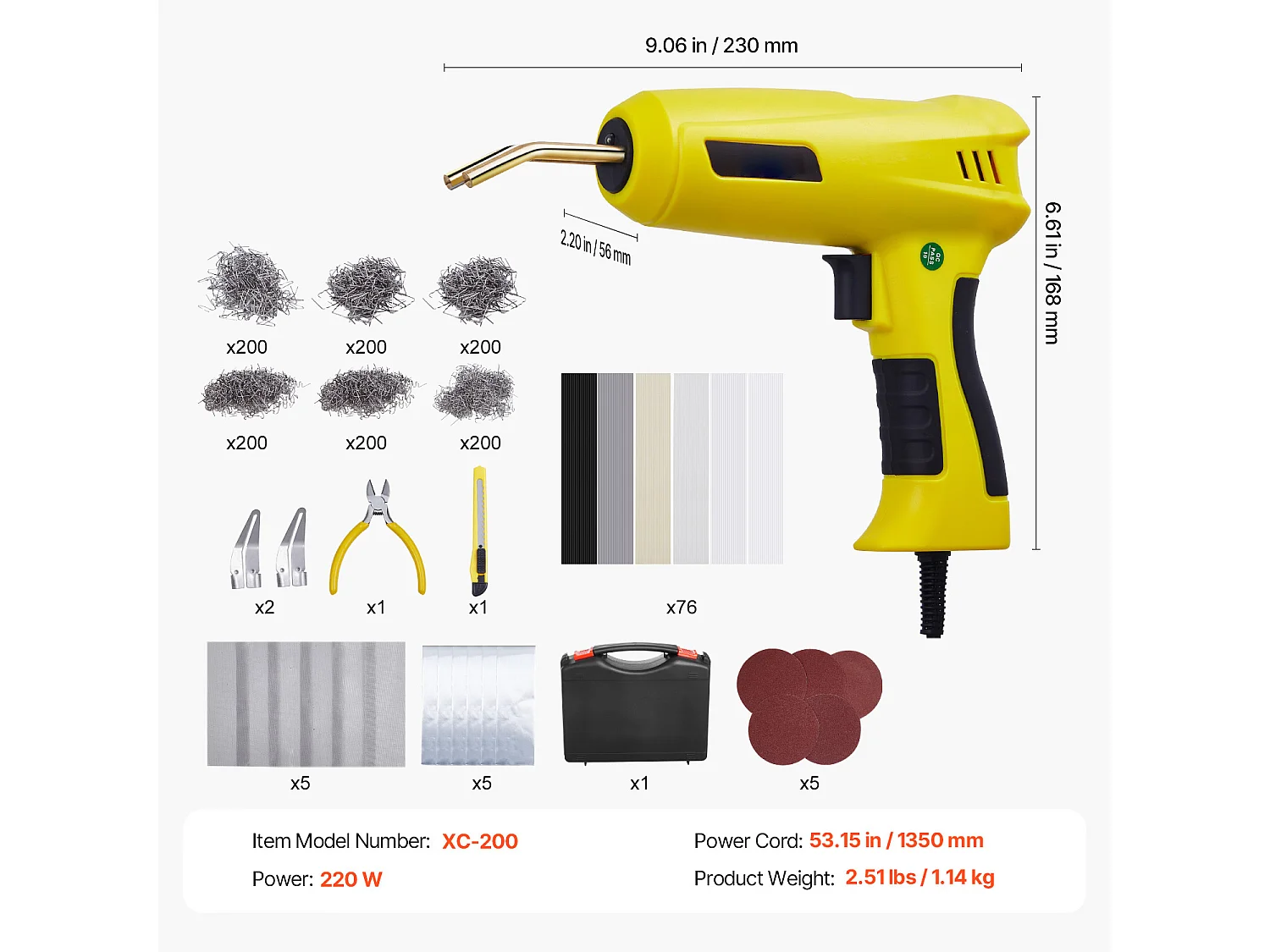 Pistola per Saldatura, SucceBuy Kit Saldatore per Plastica da 220 W con 1200 Punti e 76 Aste
