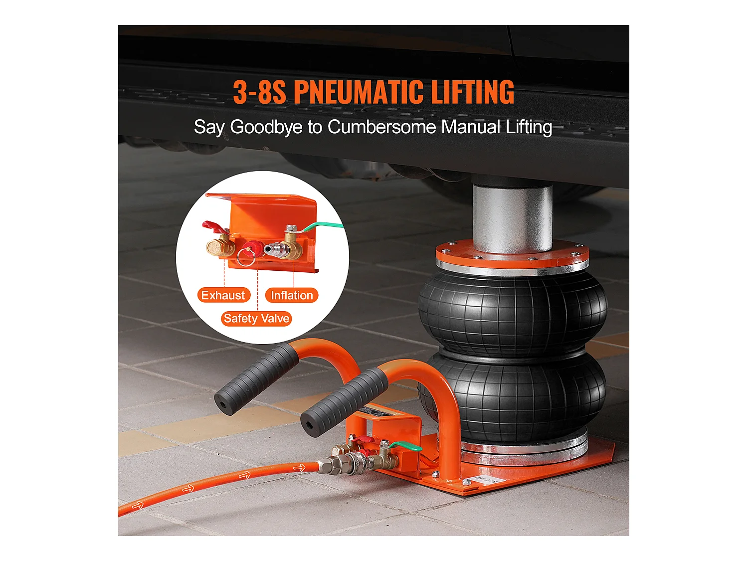 Air Jack, SucceBuy 3 Tonnen Air Jack, 3000 kg, Air Jack mit Erhöhter Säule für Limousine