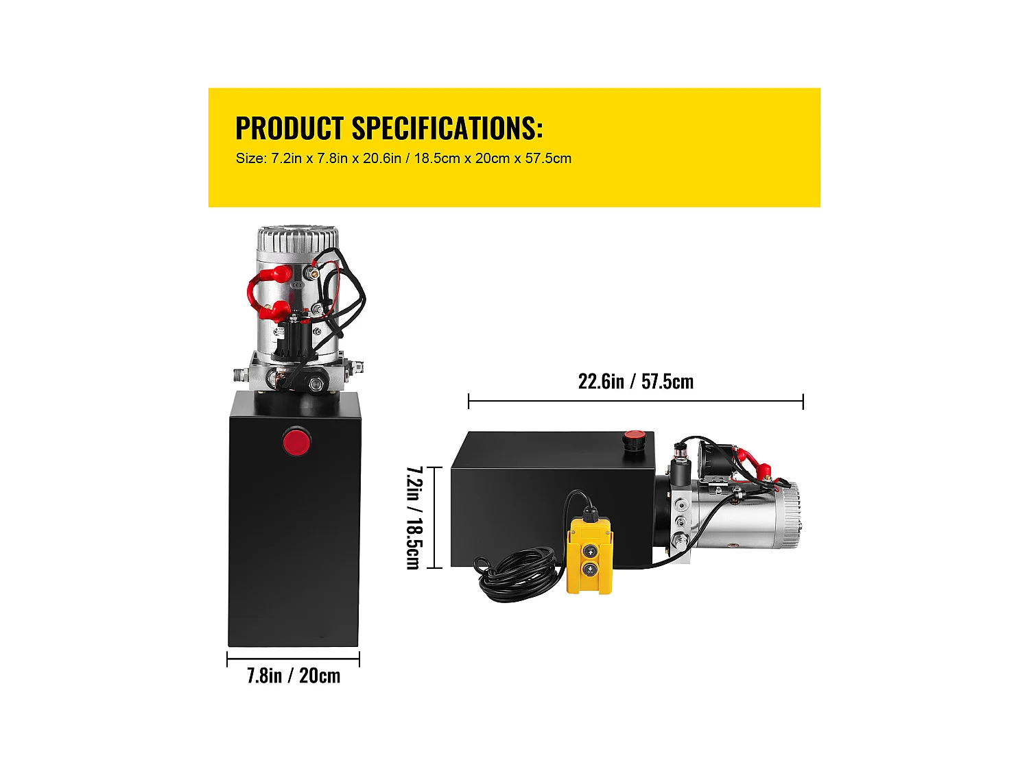 Pompa Hydrauliczna SucceBuy 10 L Pompa Hydrauliczna Jednostronnego Działania – 12 V Elektryczny Agregat do Przyczep Wywrotek