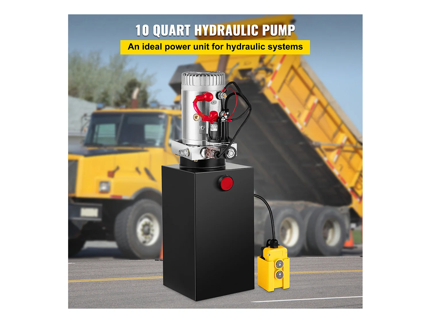 Pompa Hydrauliczna SucceBuy 10 L Pompa Hydrauliczna Jednostronnego Działania – 12 V Elektryczny Agregat do Przyczep Wywrotek