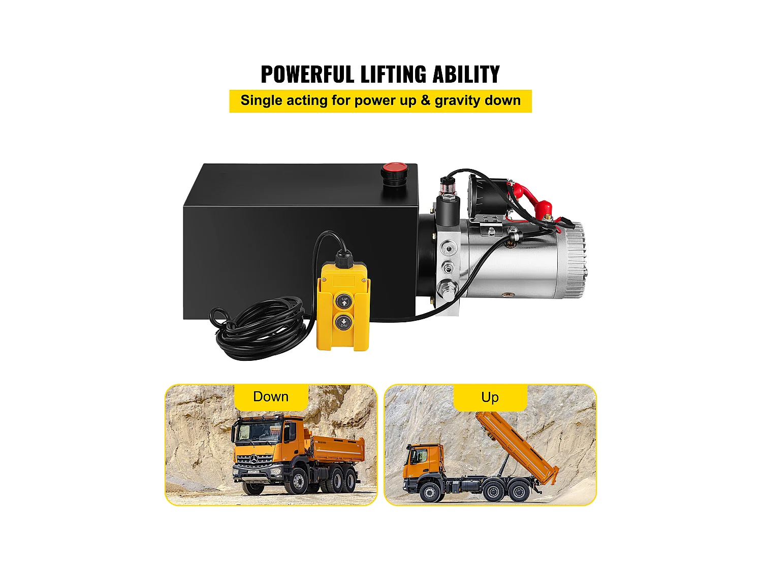 Pompa Hydrauliczna SucceBuy 10 L Pompa Hydrauliczna Jednostronnego Działania – 12 V Elektryczny Agregat do Przyczep Wywrotek