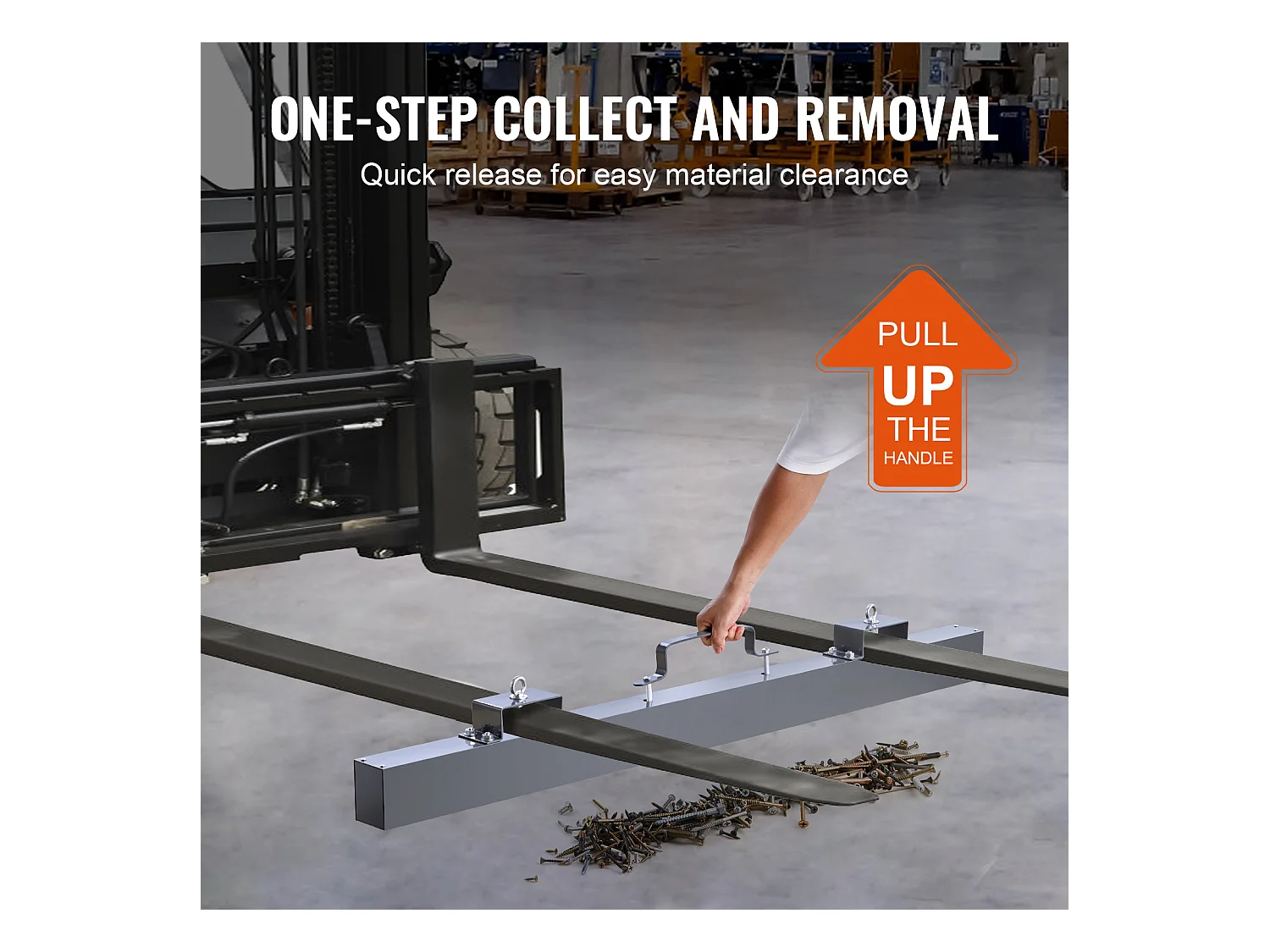 Magnetkehrmaschine, SucceBuy 152 cm Hänge-Magnetkehrwerkzeug, 42,2 kg Hebemagnet für Gabelstapler