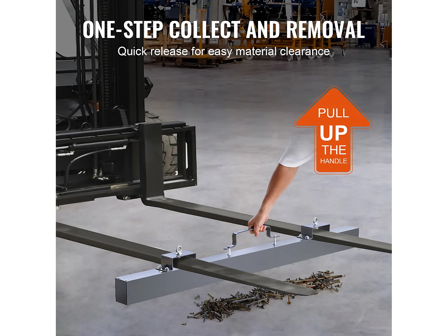 Balayeuse Magnétique, SucceBuy Outil de Balayage Magnétique Suspendu de 152 cm, Aimant de Levage de 42,2 kg pour Chariots Élévateurs