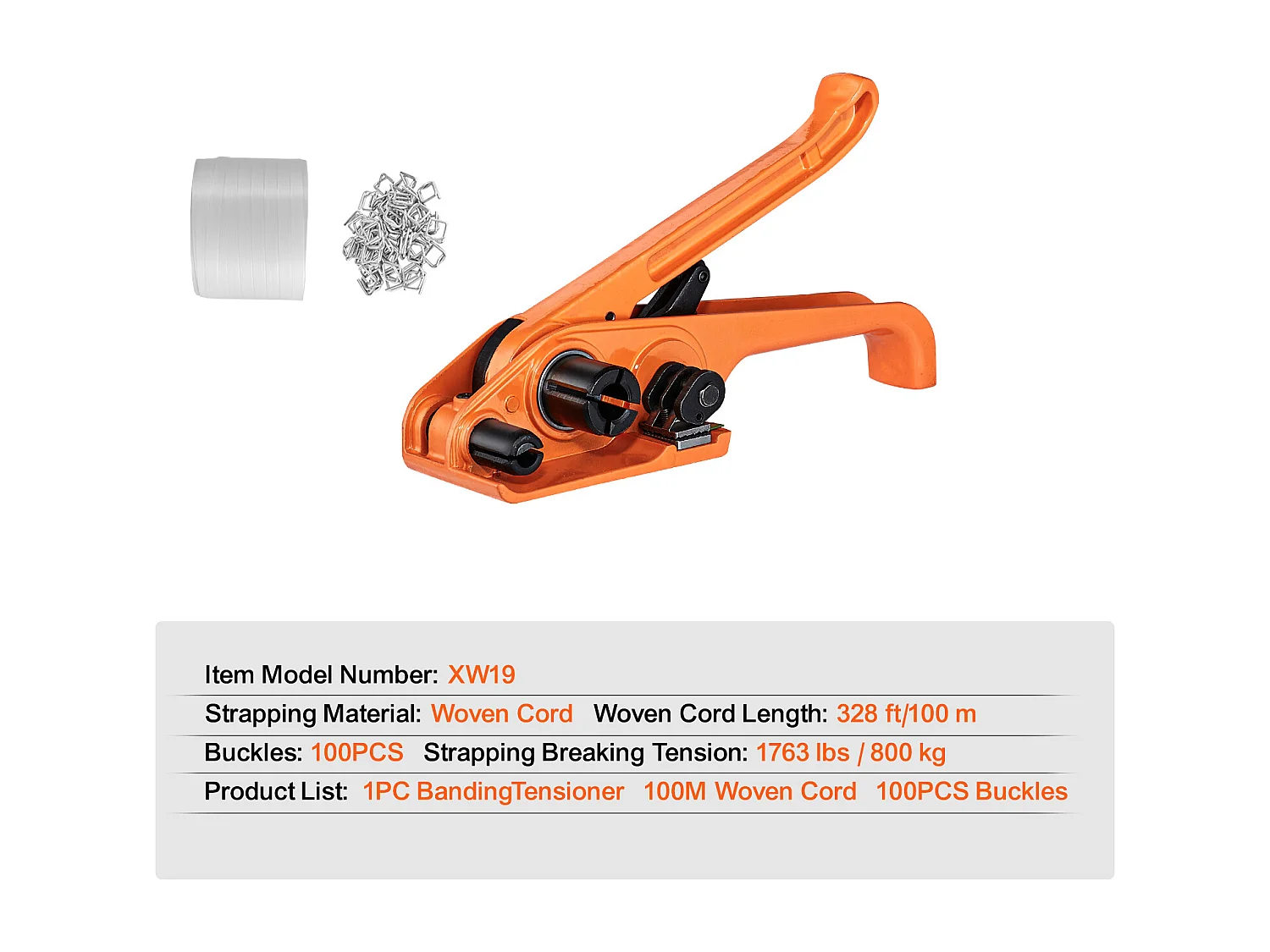 Kit de Cerclage SucceBuy d'Emballage avec Tendeur et Cordon de 100 m, Kit d'Emballage de Palette Idéal, Cerclage pour un Emballage Efficace