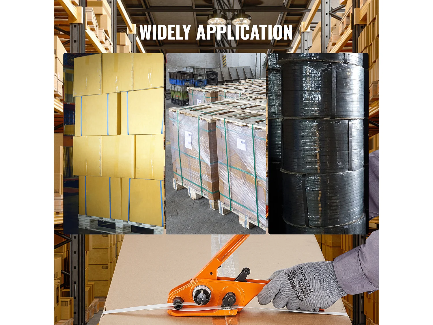 Kit de Cerclage SucceBuy d'Emballage avec Tendeur et Cordon de 100 m, Kit d'Emballage de Palette Idéal, Cerclage pour un Emballage Efficace