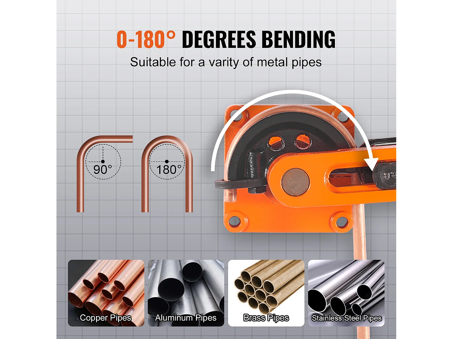 Cintreuse Manuelle de Tubes SucceBuy, 10-25mm, de Diamètre Extérieur avec 7 Matrices 180°, pour CVC, AC, Réfrigérateur, Réparation Automobile