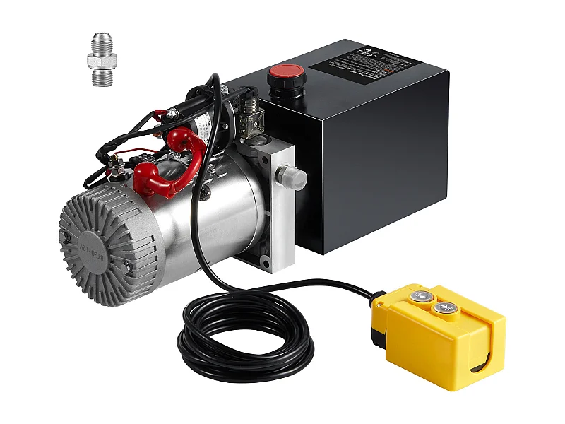 Pompe Hydraulique SucceBuy Pompe Hydraulique 8.8 L Simple Effet DC 12 Volts pour Remorque à Benne Basculante