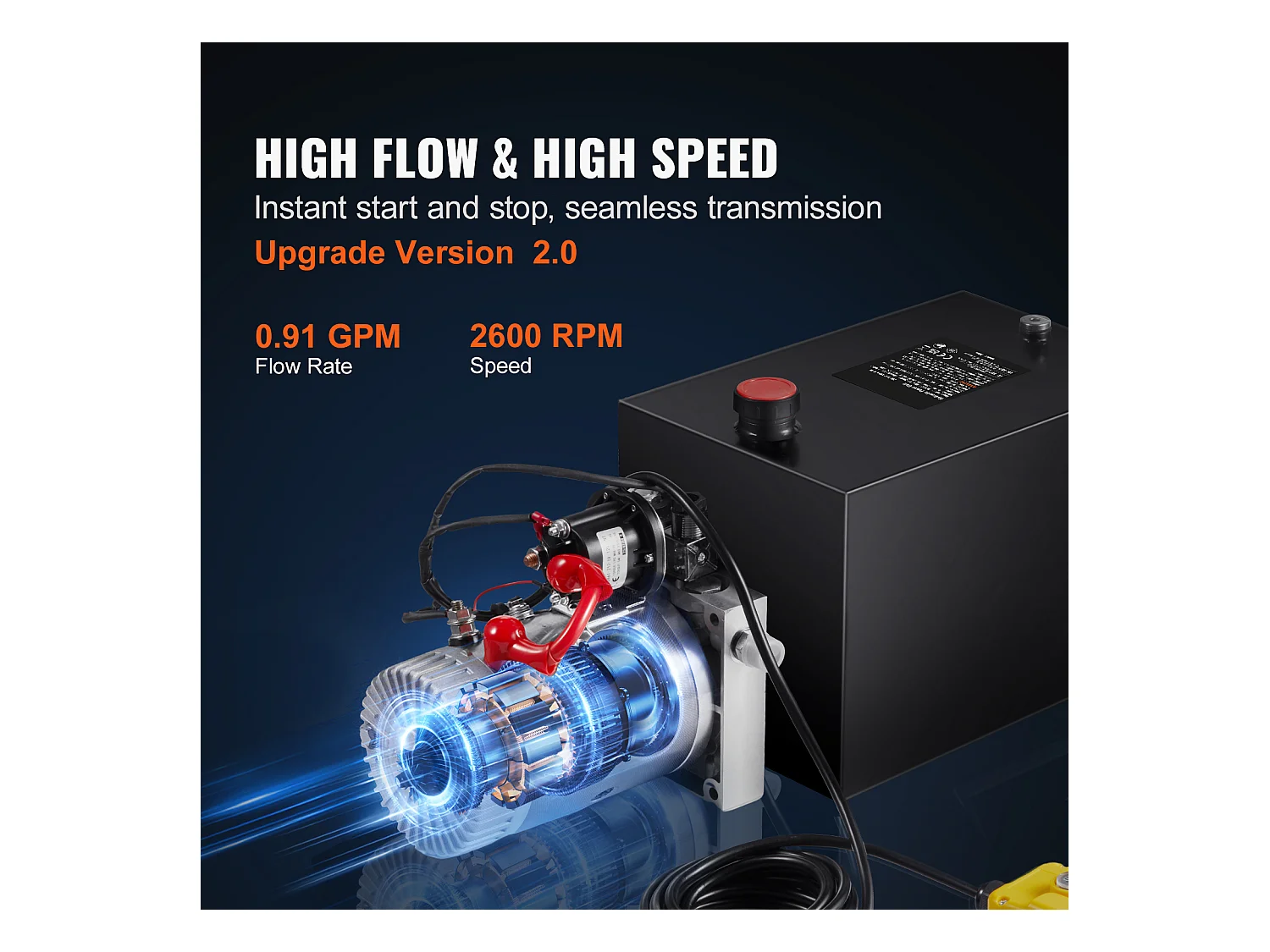 Pompe Hydraulique SucceBuy Pompe Hydraulique 8.8 L Simple Effet DC 12 Volts pour Remorque à Benne Basculante