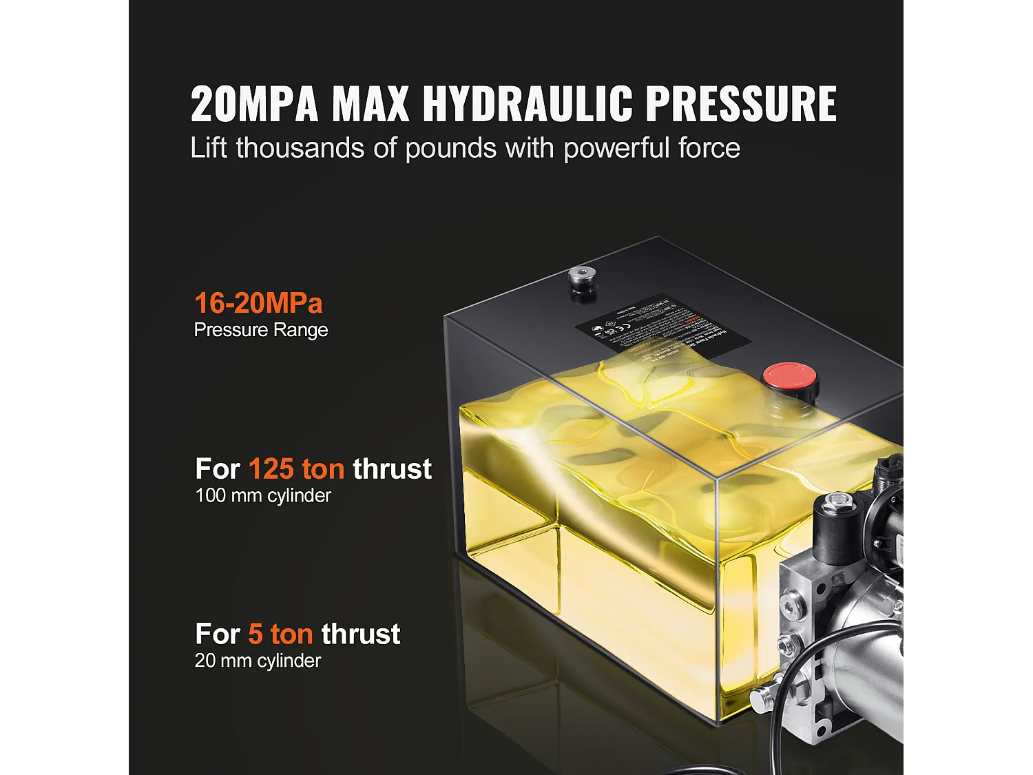 Pompe Hydraulique SucceBuy Pompe Hydraulique 8.8 L Simple Effet DC 12 Volts pour Remorque à Benne Basculante