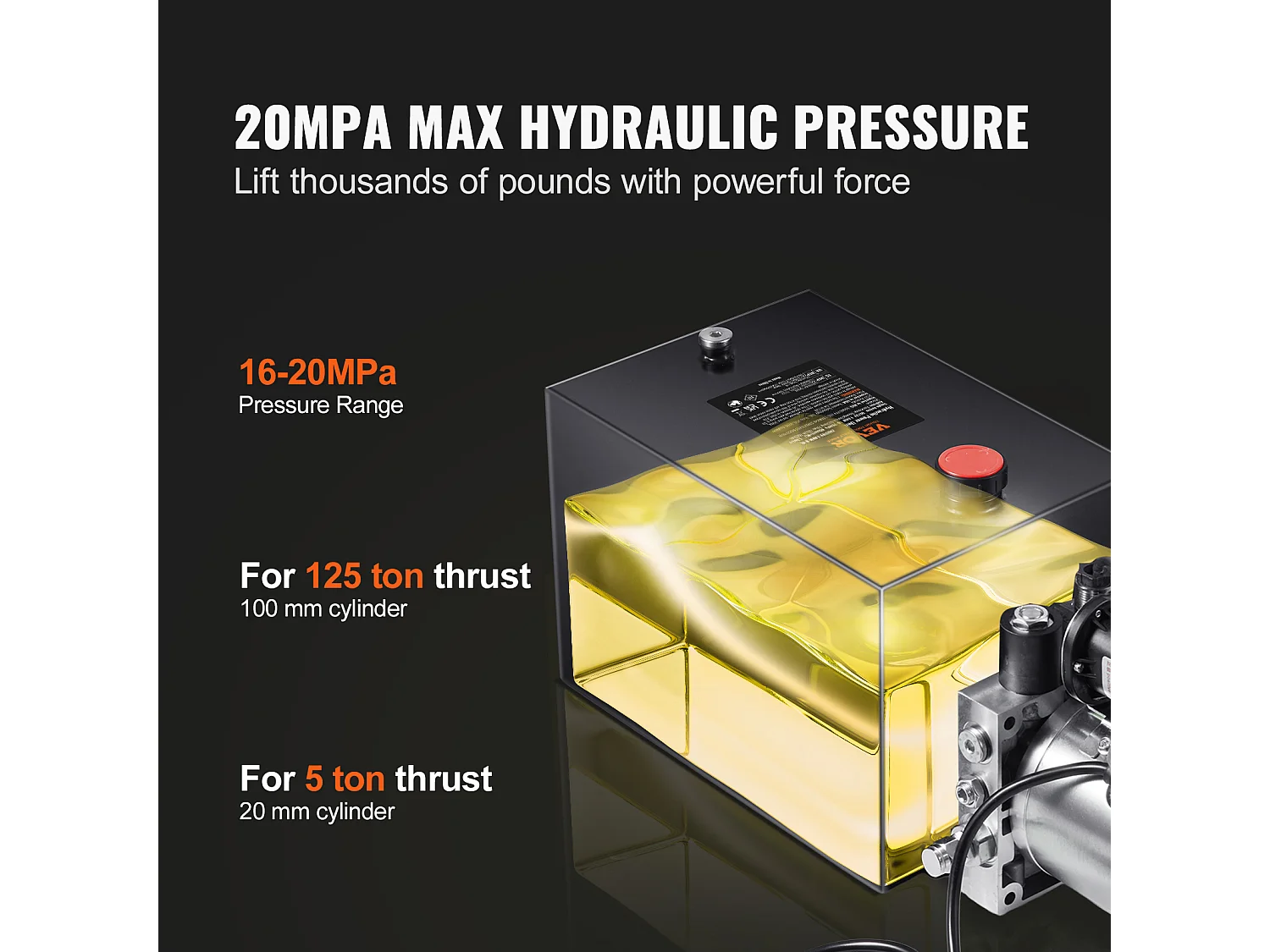 Pompe Hydraulique SucceBuy Pompe Hydraulique 8.8 L Simple Effet DC 12 Volts pour Remorque à Benne Basculante