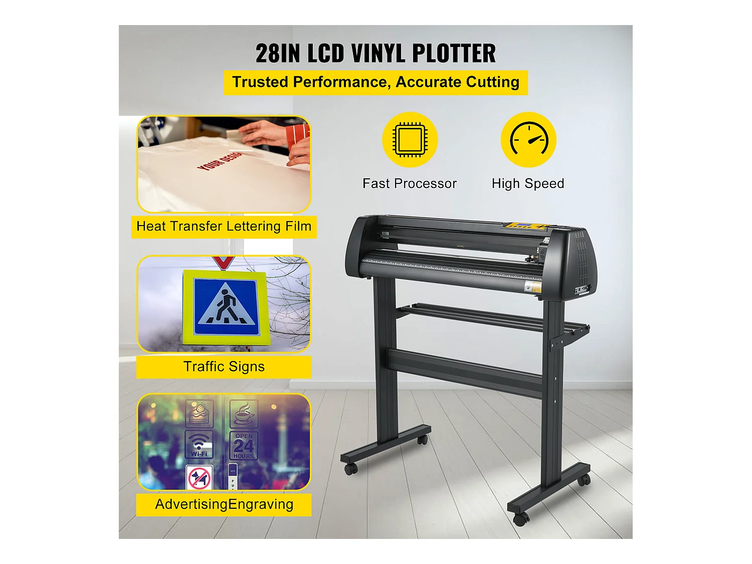 Vinylschneideplotter SucceBuy, Vinylschneidemaschine, 710 mm, Einstellbare Kraft und Geschwindigkeit, Plotter auf Standfuß, Werkzeugset, SignMaster