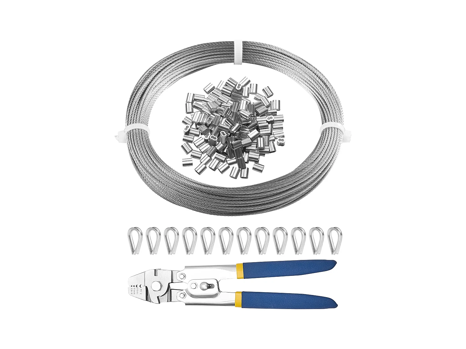 Câble en Acier Inoxydable T304 SucceBuy, Diamètre 1,59 mm, Longueur 20,2 m, 7x7, Câble de Garde-Corps