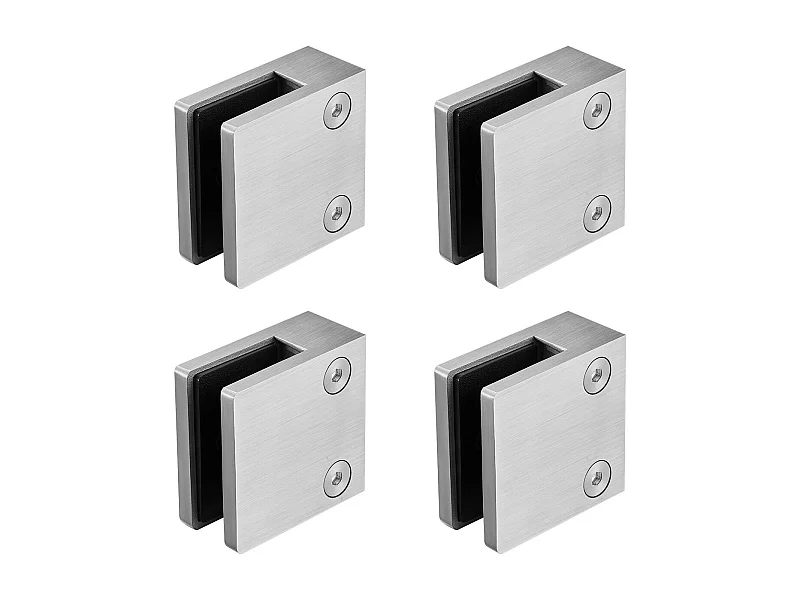 Glasklemme, SucceBuy 4er-Pack Quadratische Glasklemmen-Geländerhalterungen für 0,8–1,2 cm Glas, Silber