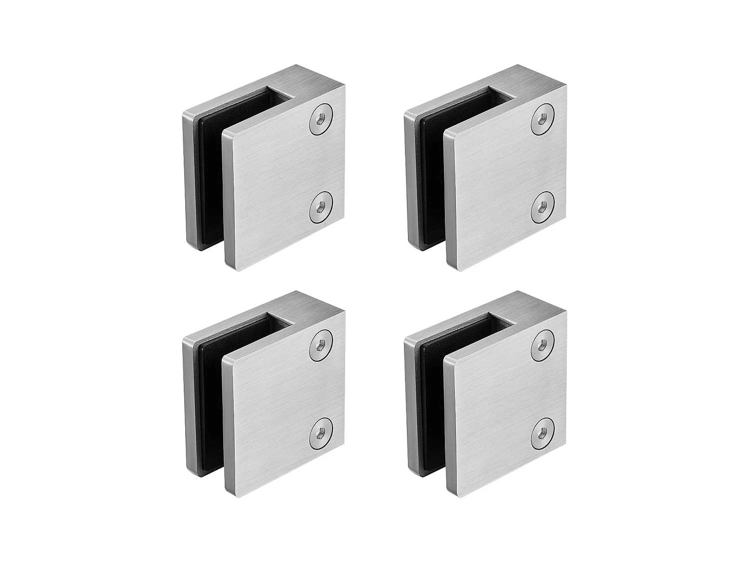 Glasklemme, SucceBuy 4er-Pack Quadratische Glasklemmen-Geländerhalterungen für 0,8–1,2 cm Glas, Silber