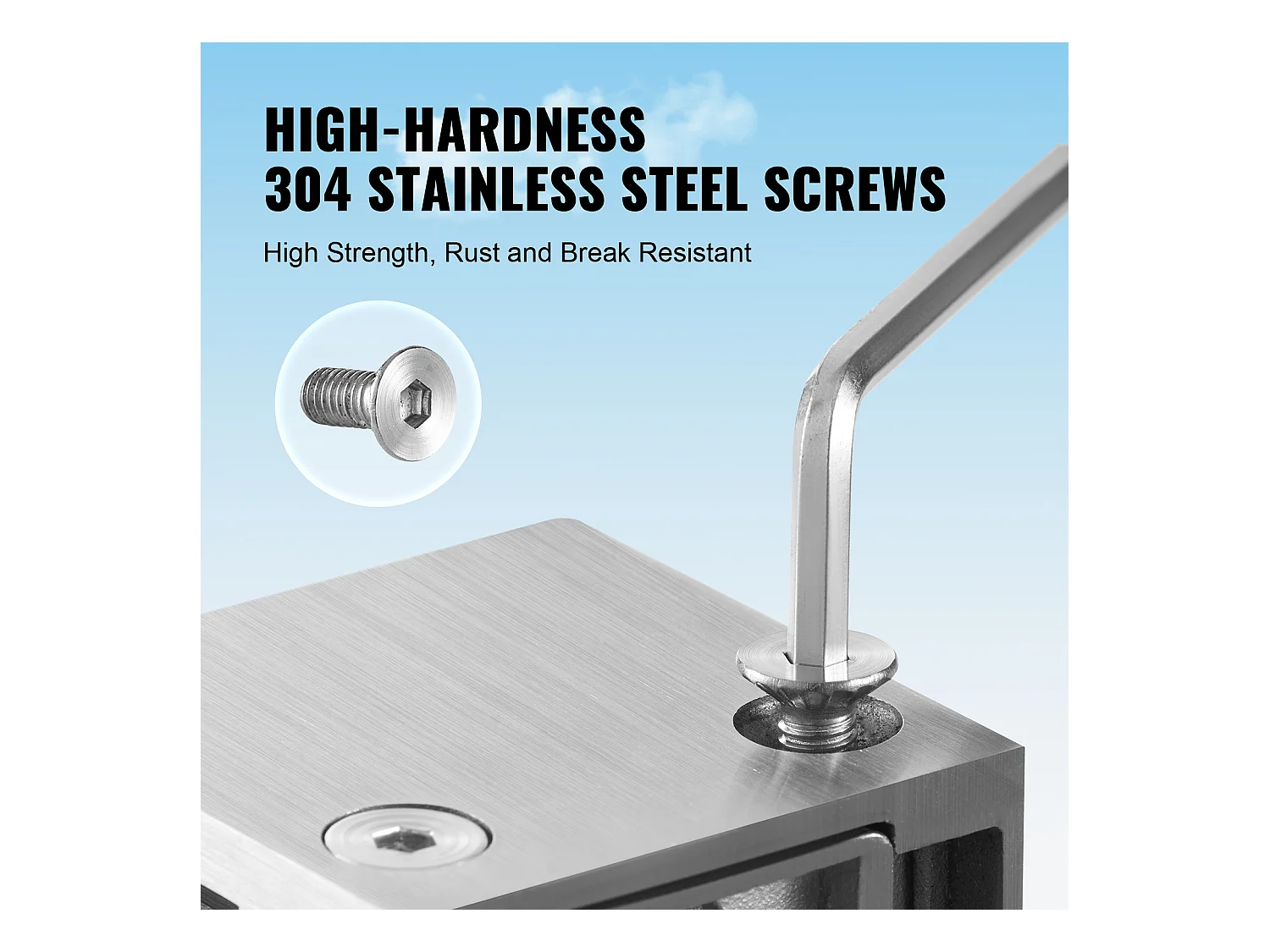 Glasklemme, SucceBuy 4er-Pack Quadratische Glasklemmen-Geländerhalterungen für 0,8–1,2 cm Glas, Silber