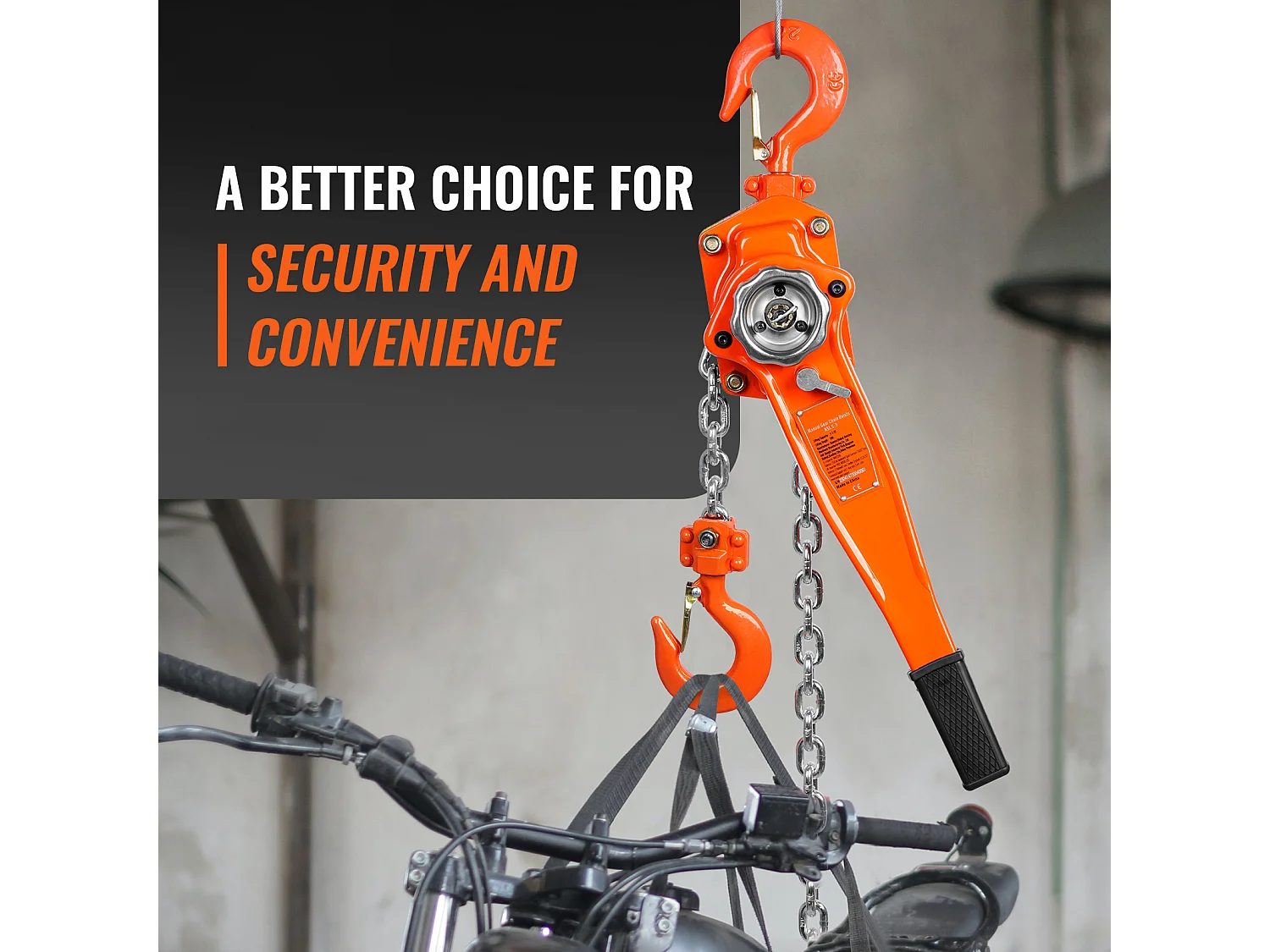 Argano, SucceBuy Paranco a Catena con Lever G80, Capacità 1,5 Tn, Paranco a Cricchetto da 2,8 m