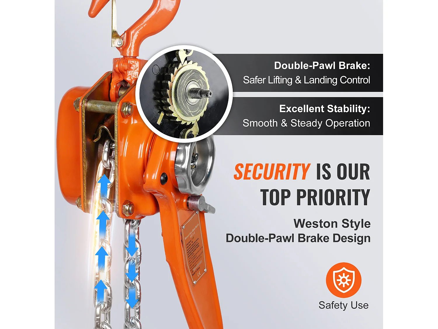 Argano, SucceBuy Paranco a Catena con Lever G80, Capacità 1,5 Tn, Paranco a Cricchetto da 2,8 m