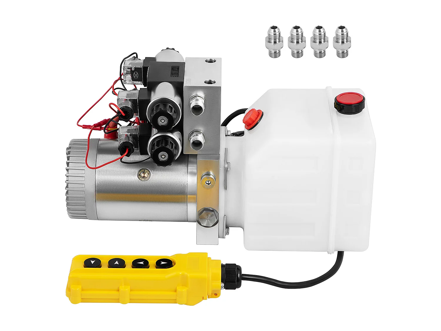 Pompe Hydraulique SucceBuy Groupe Hydraulique à Double Effet 12 Volts DC Réservoir de 4.5L