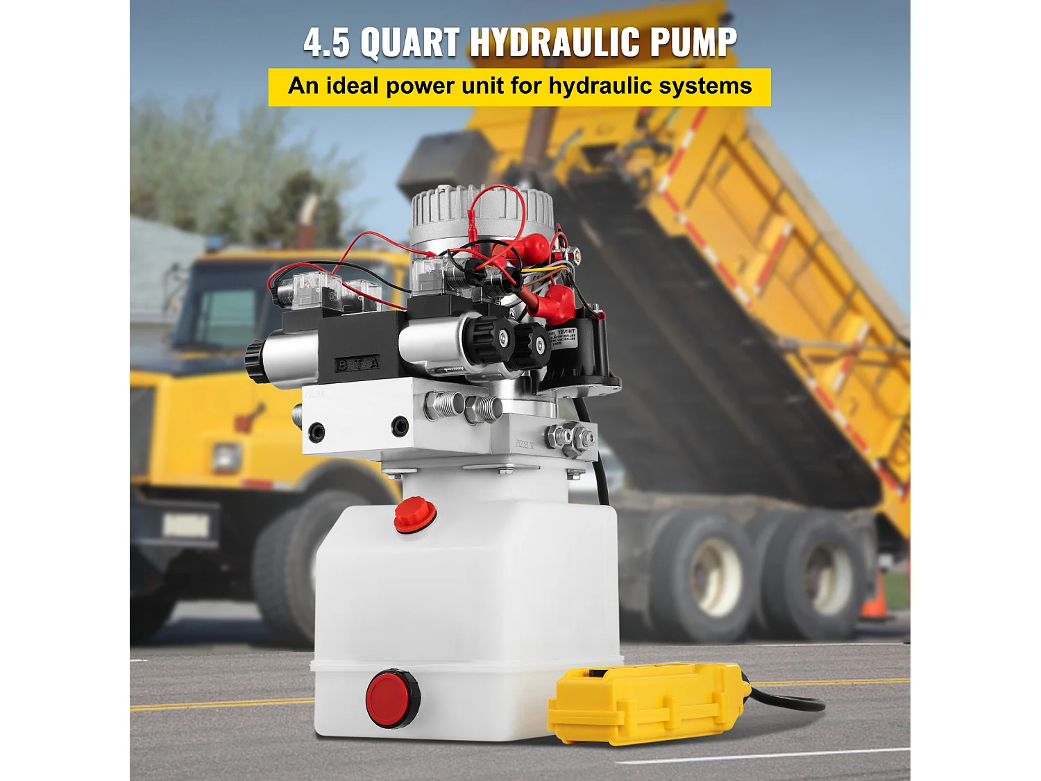 Pompe Hydraulique SucceBuy Groupe Hydraulique à Double Effet 12 Volts DC Réservoir de 4.5L