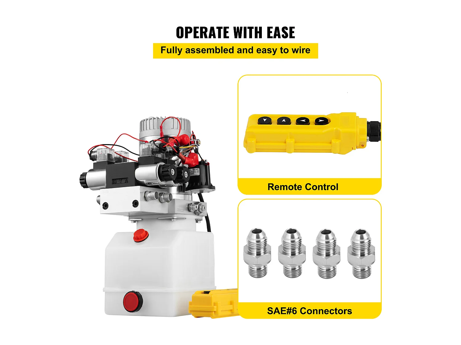 Pompe Hydraulique SucceBuy Groupe Hydraulique à Double Effet 12 Volts DC Réservoir de 4.5L